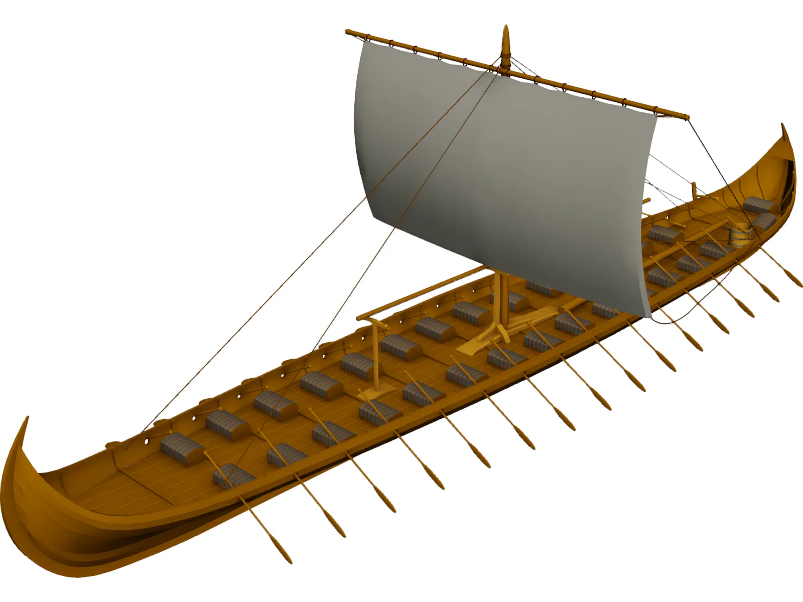 Viking Longboat 3D Model main preview