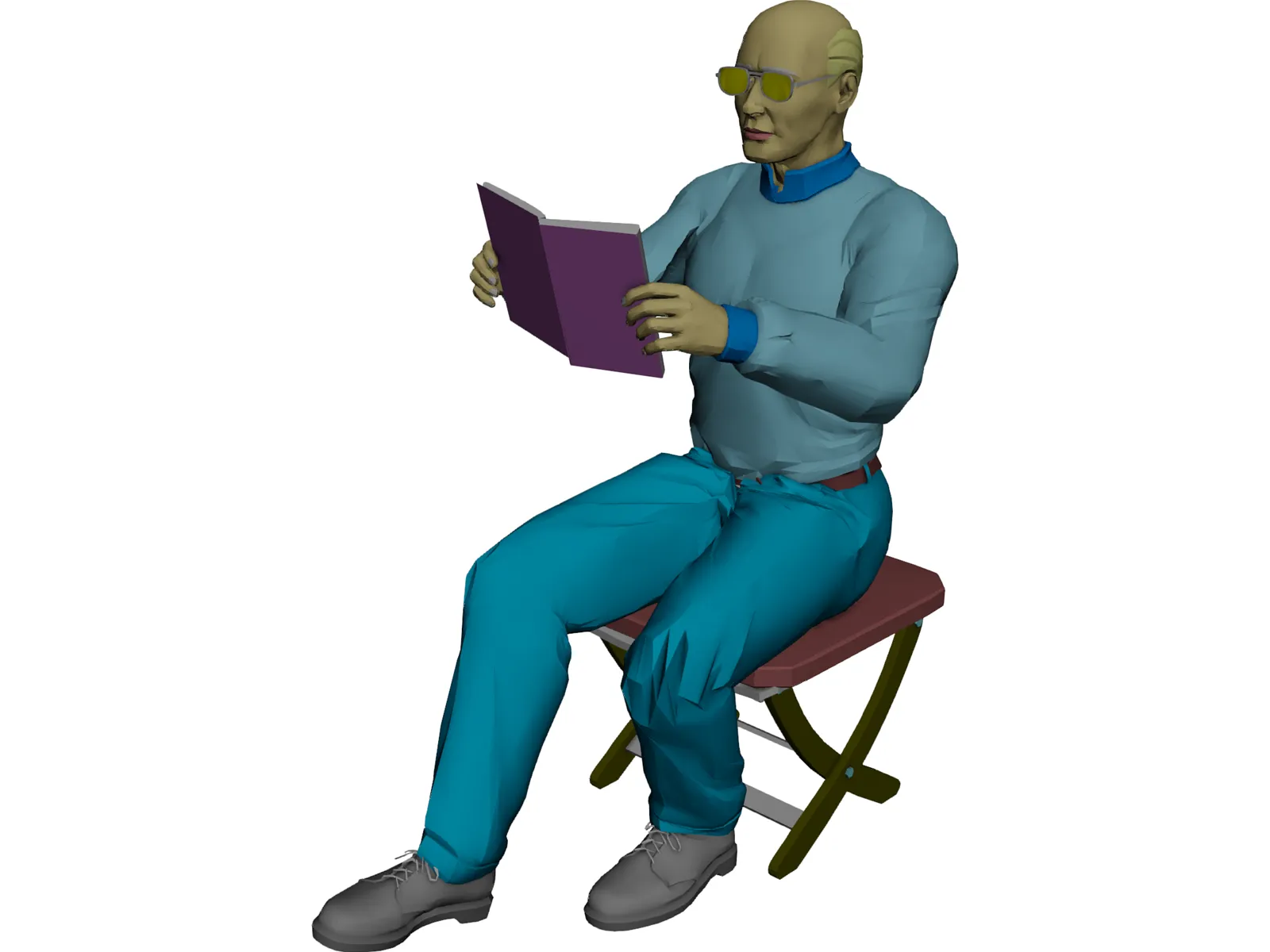 Man with Book 3D Model main preview