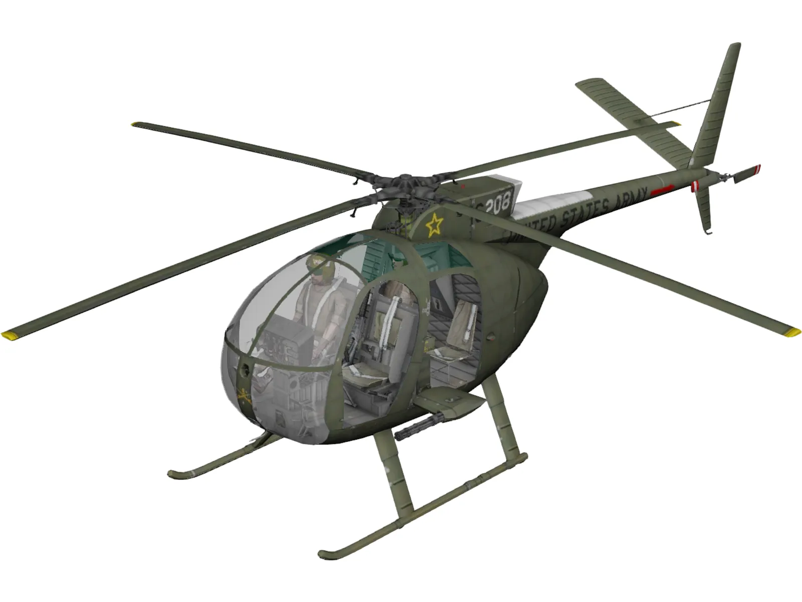 Hughes OH-6A Cayuse 3D Model main preview