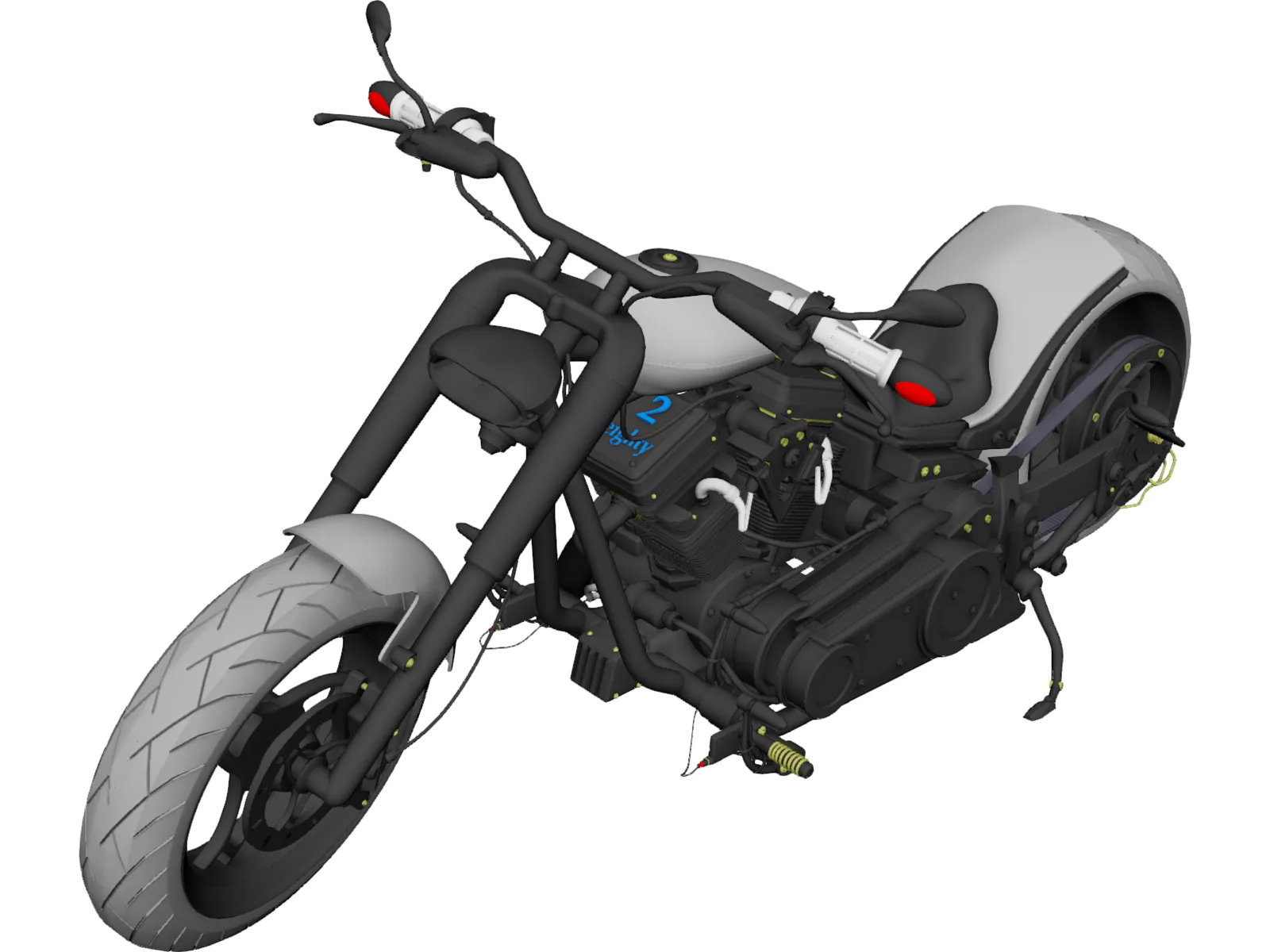 Custom Chopper Motorcycle 3D Model main preview