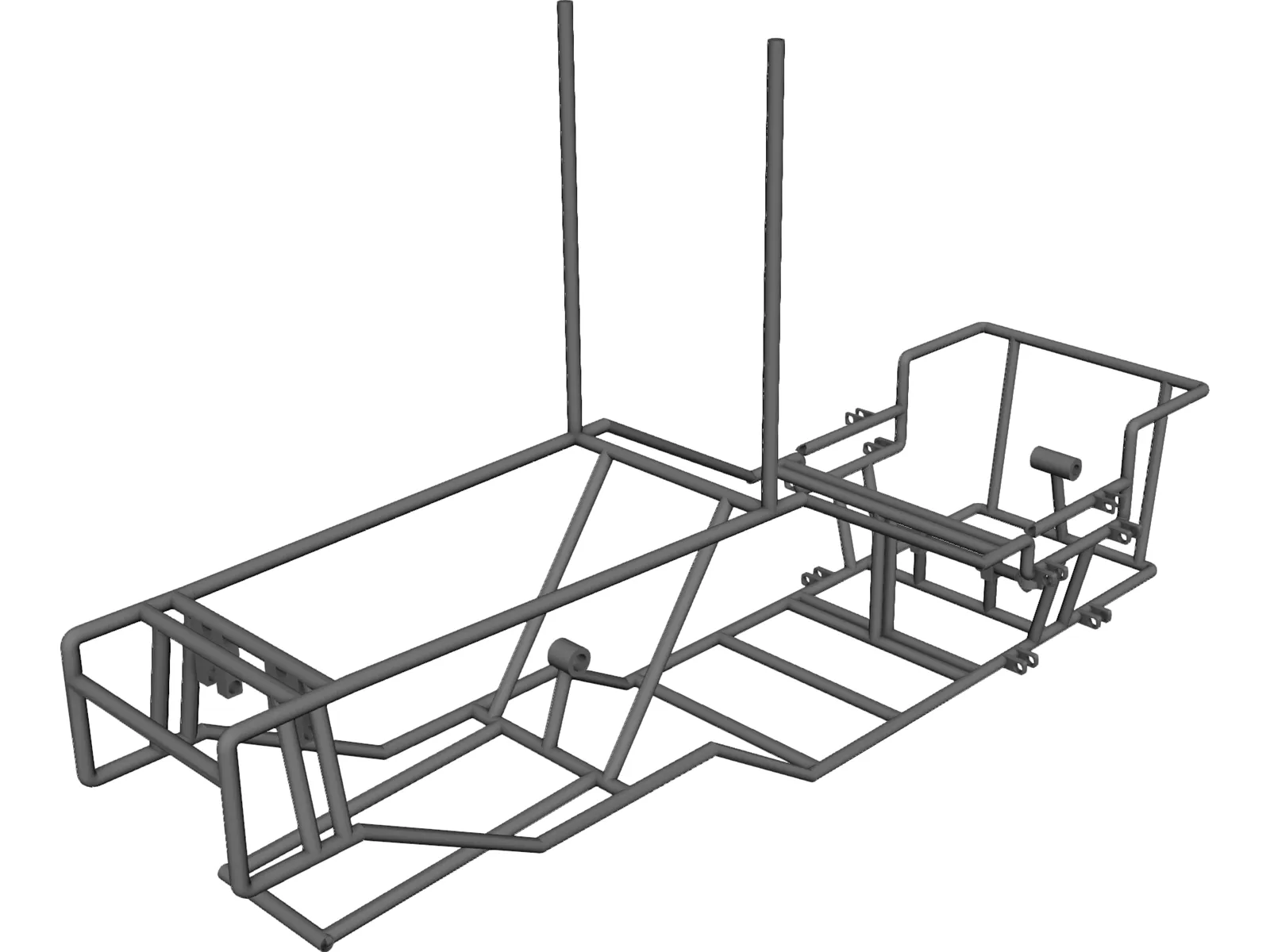 Recumbent Bike Frame 3D Model main preview