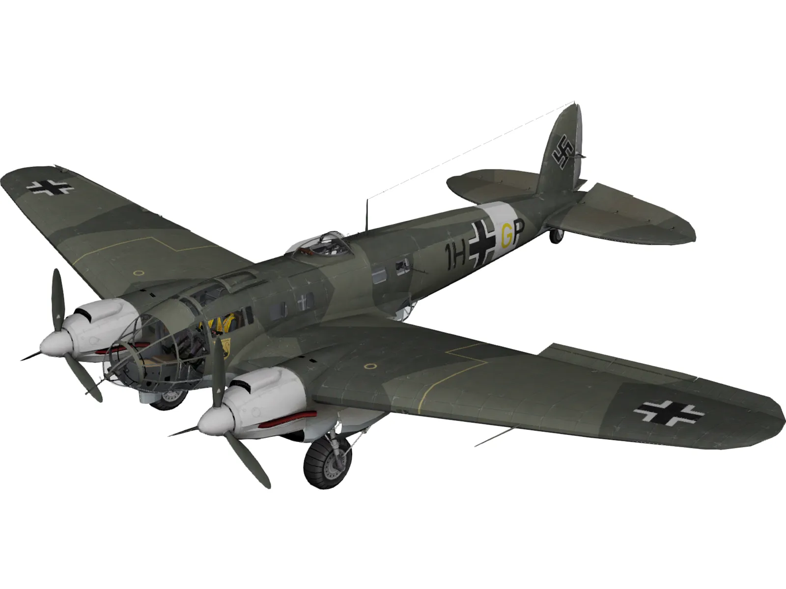 Heinkel He111H 3D Model main preview