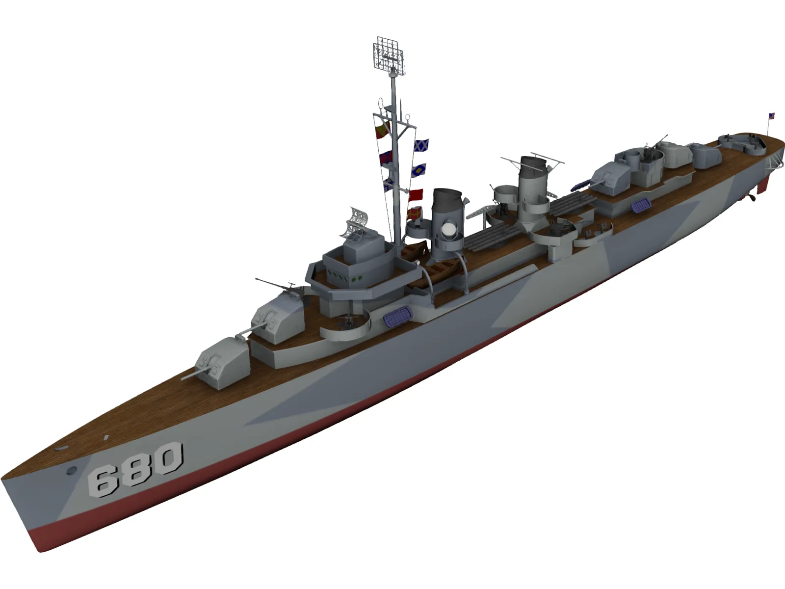 USS Fletcher 3D Model main preview