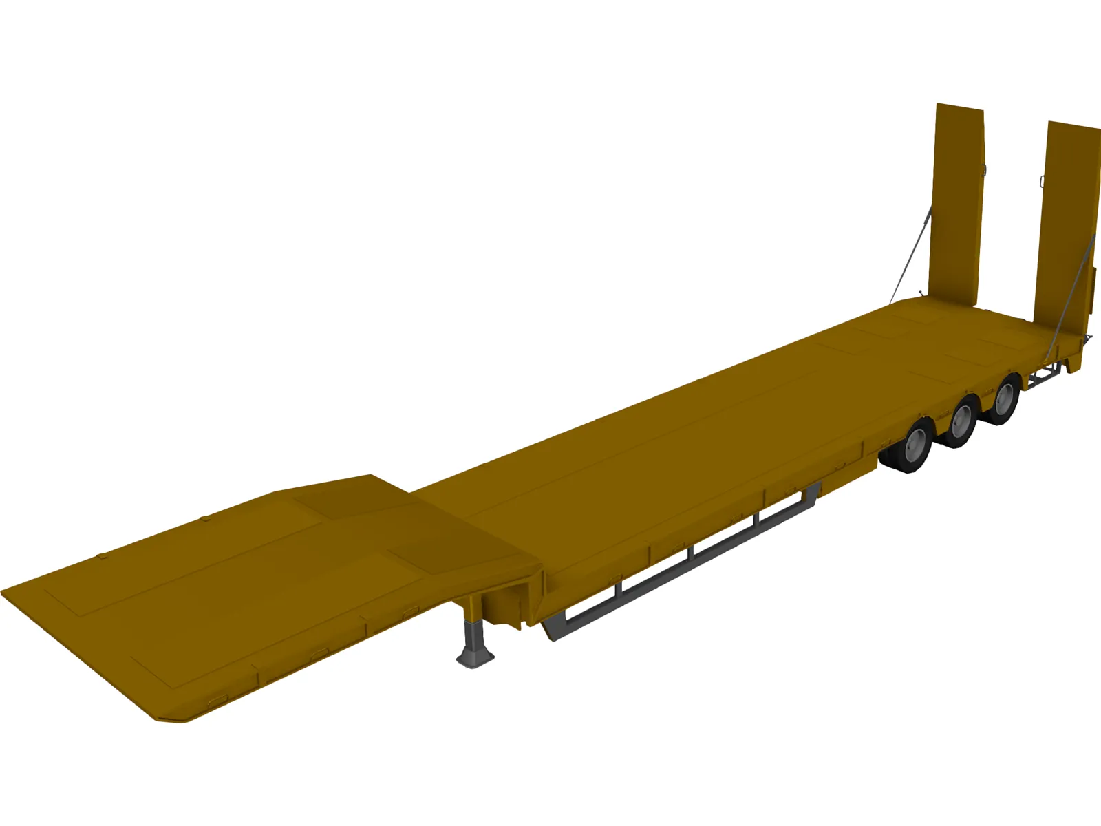 Flatbed Trailer 3D Model main preview