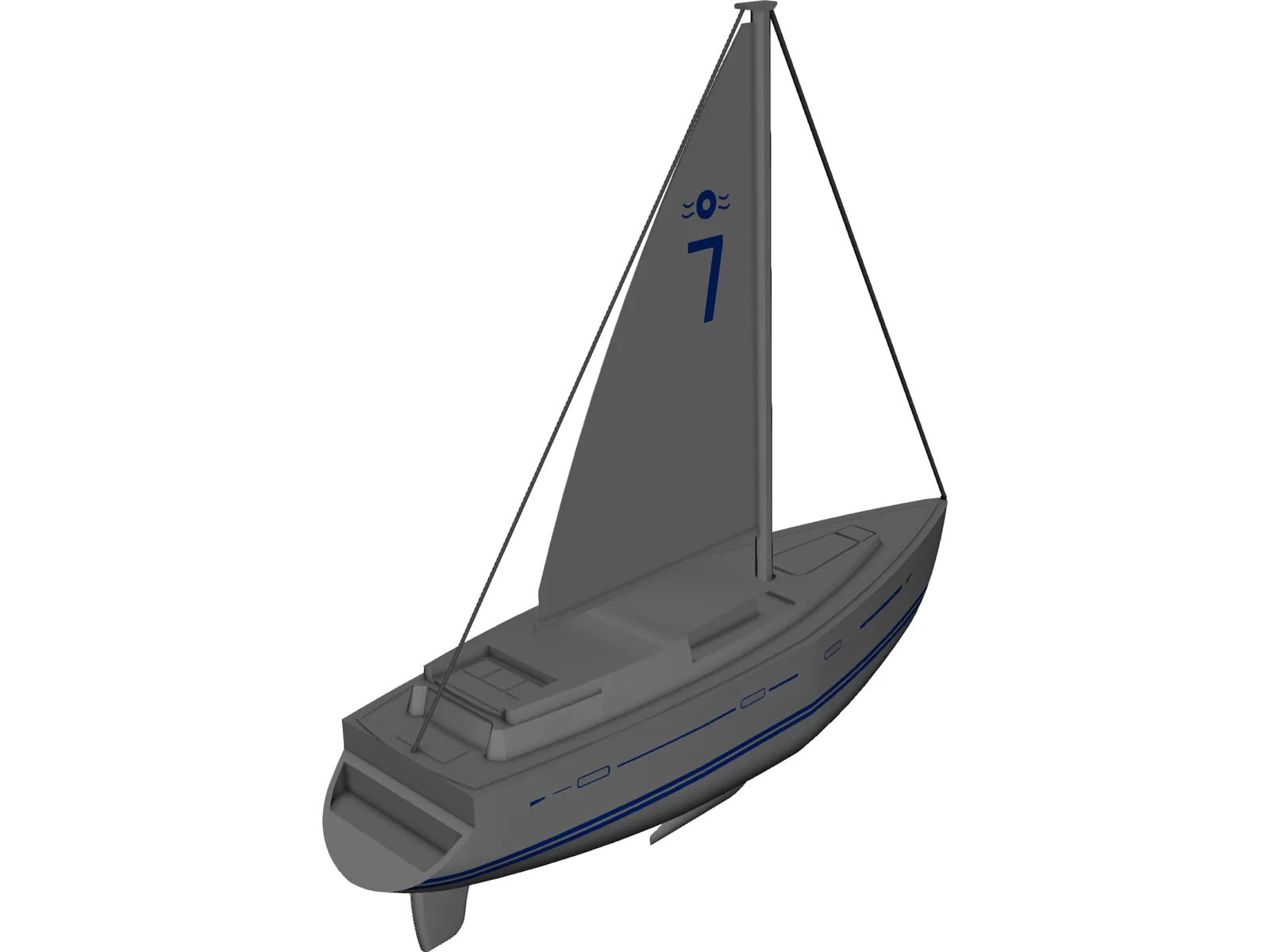 Oyster Sailboat 3D Model main preview