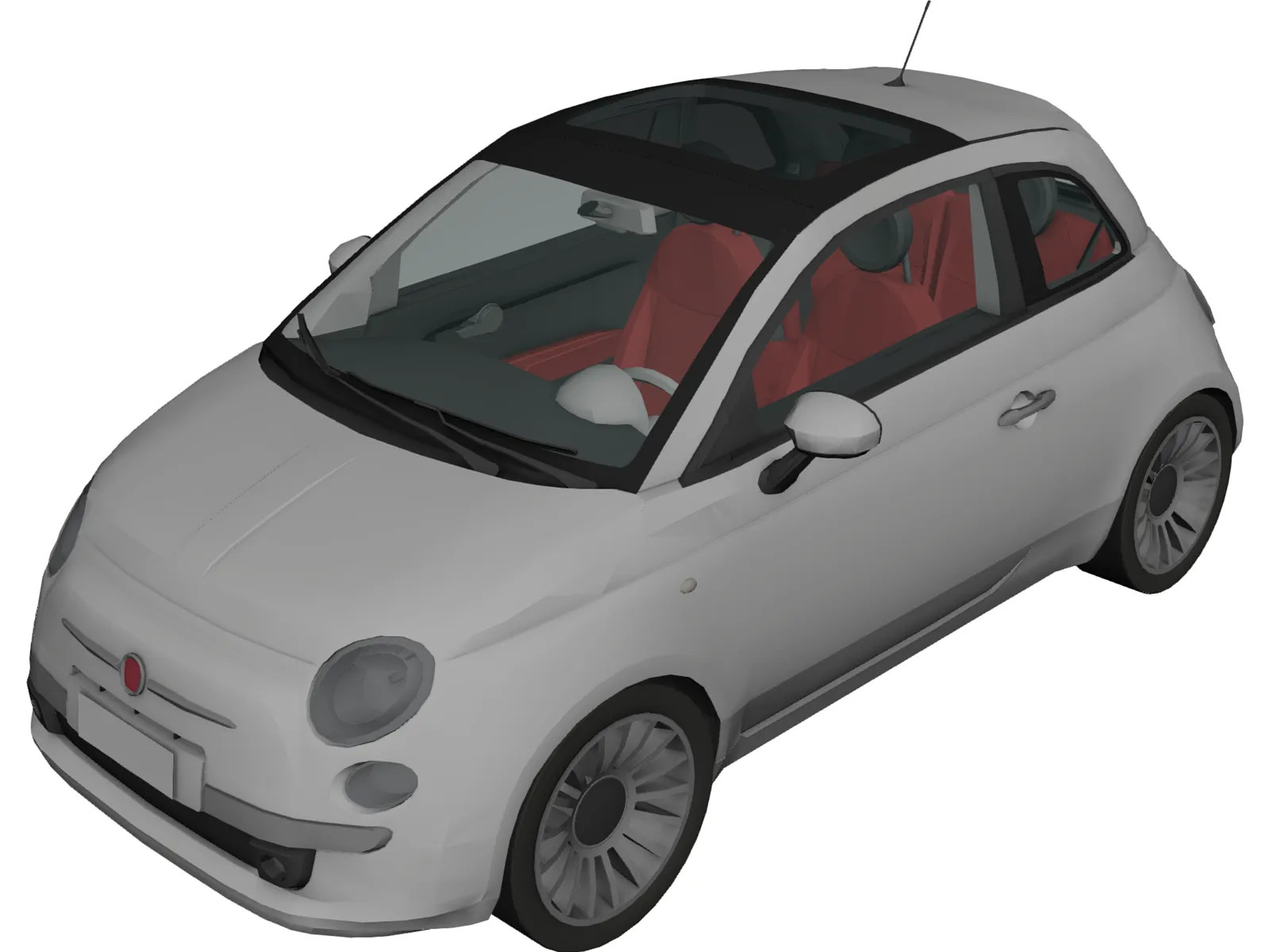 Fiat 500 (2008) 3D Model main preview