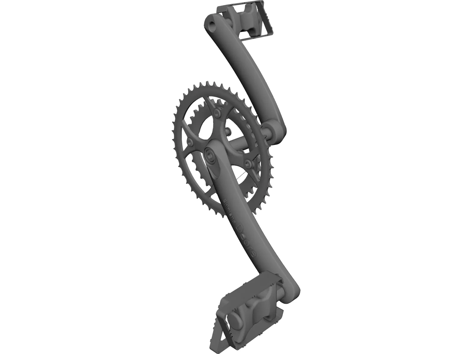 Crankset and Pedals 3D Model main preview