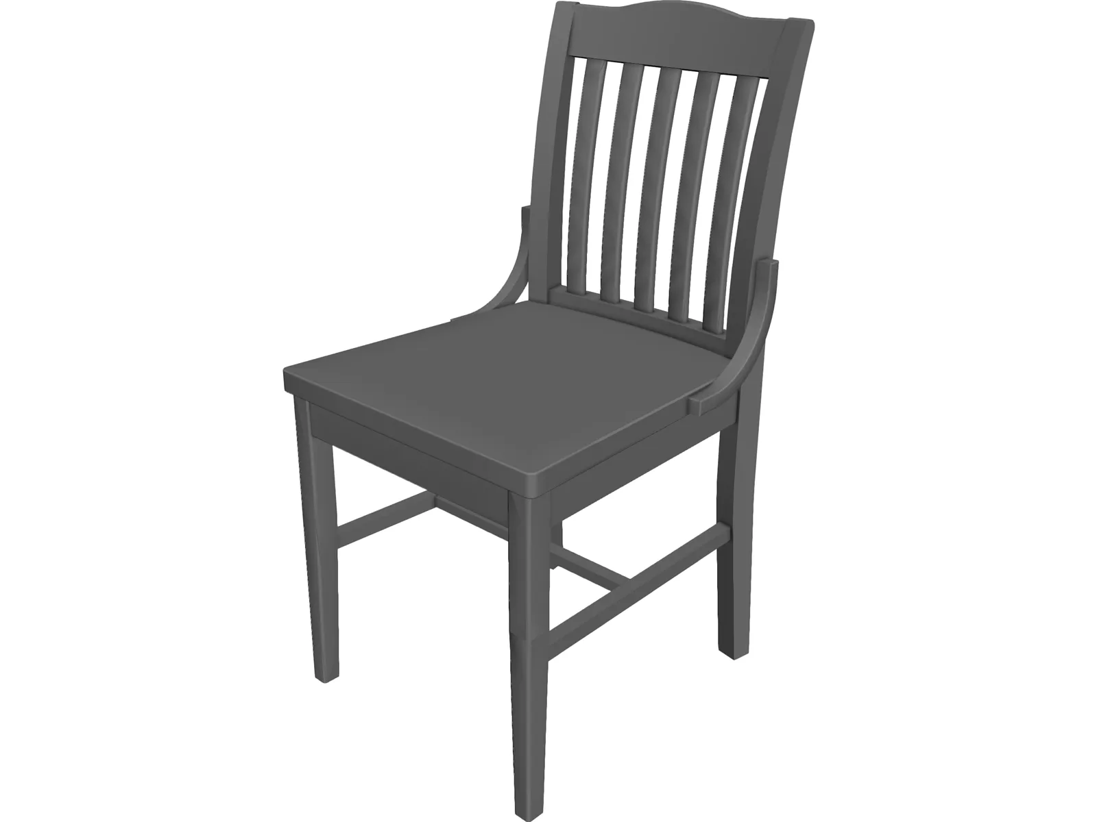 Old American School Chair 3D Model main preview