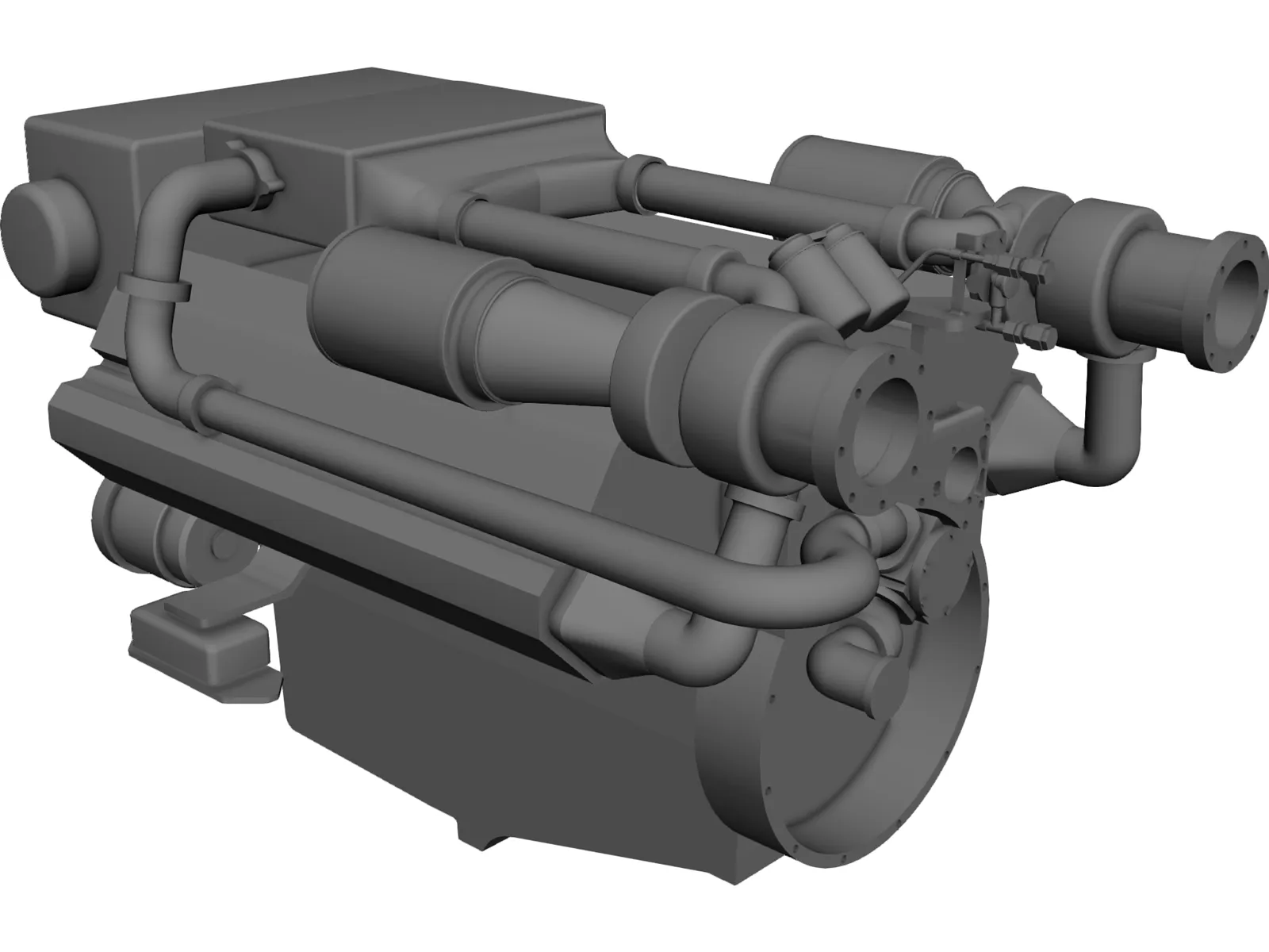 MAN Marine Diesel V12 Engine 3D Model main preview
