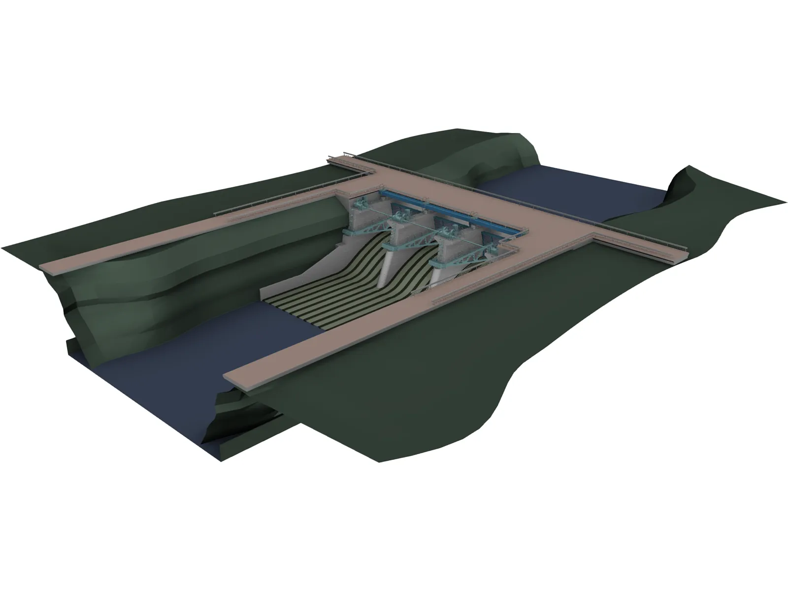 Large Scale Dam 3D Model main preview