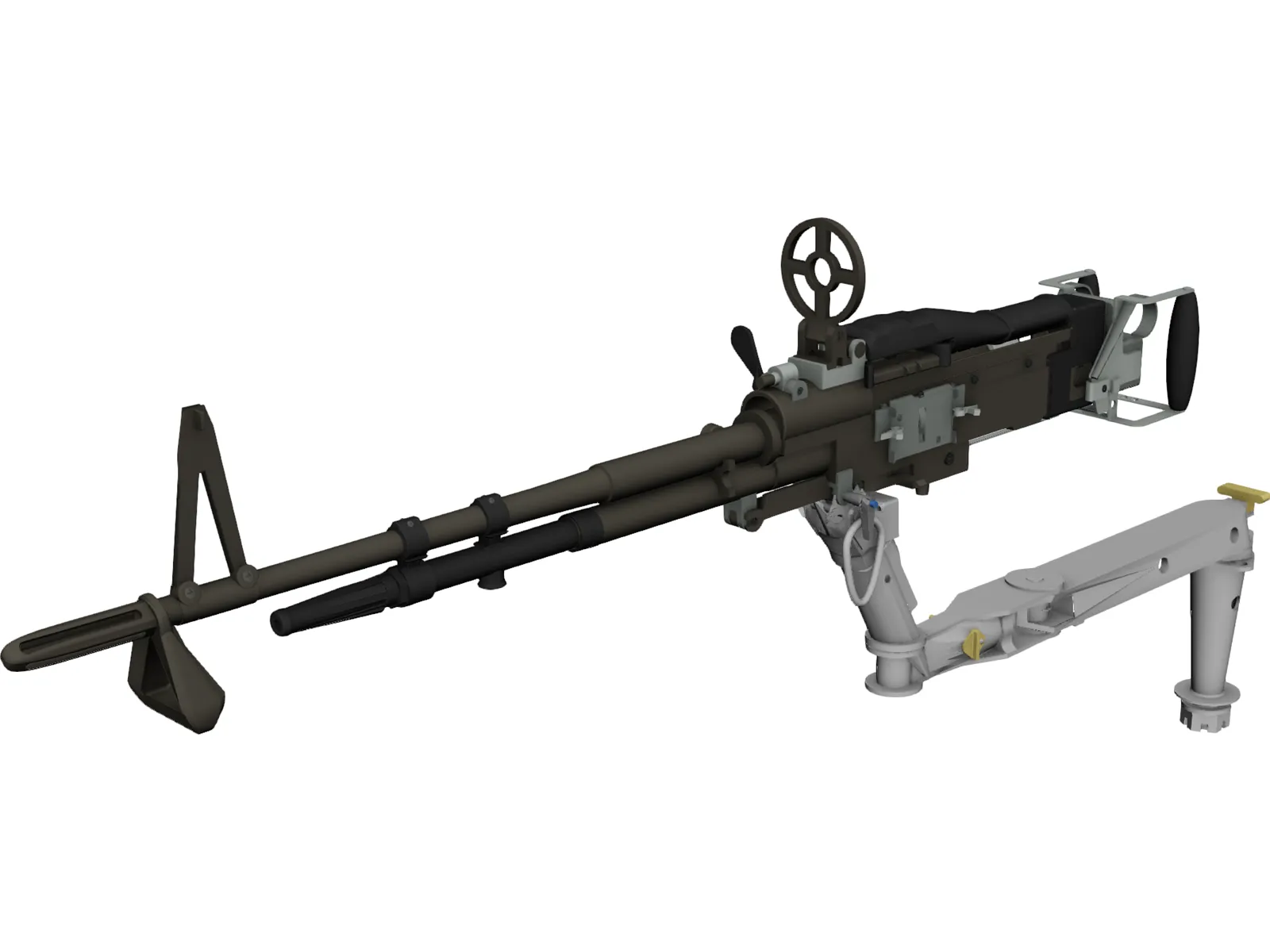 M60 7.62mm Machine Gun and Arm 3D Model main preview