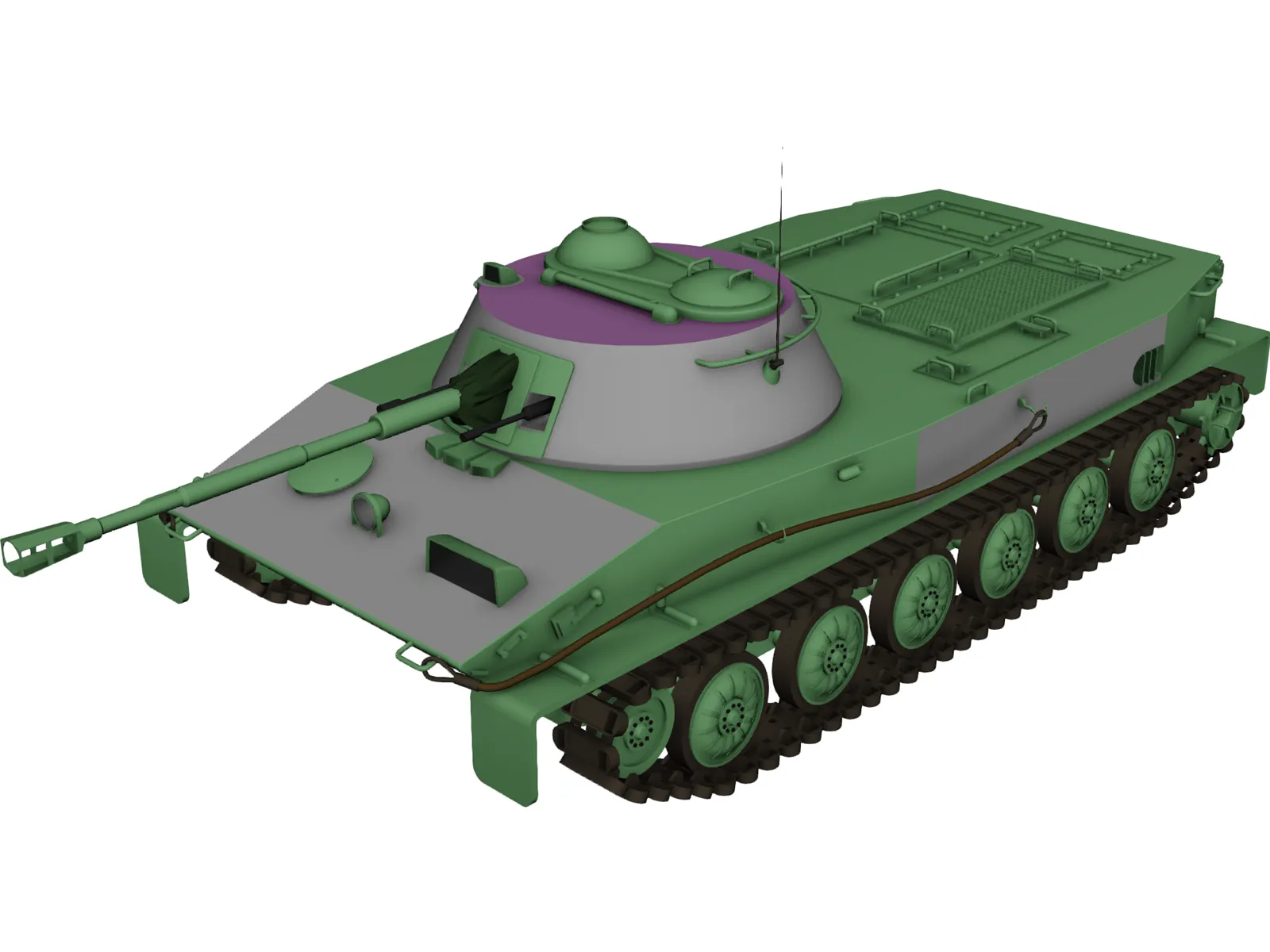 PT-76 Amphibious Tank 3D Model main preview