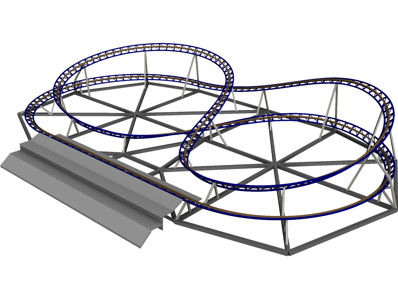Roller Coaster 3D Model main preview