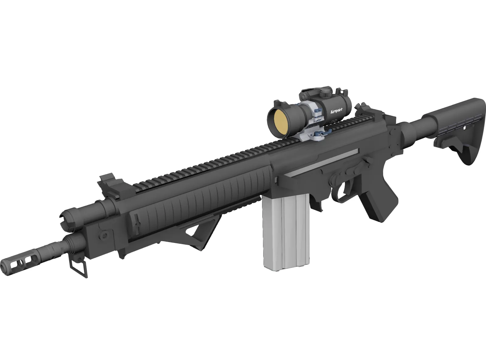 FN FAL Custom Rifle with Aimpoint Scope 3D Model main preview