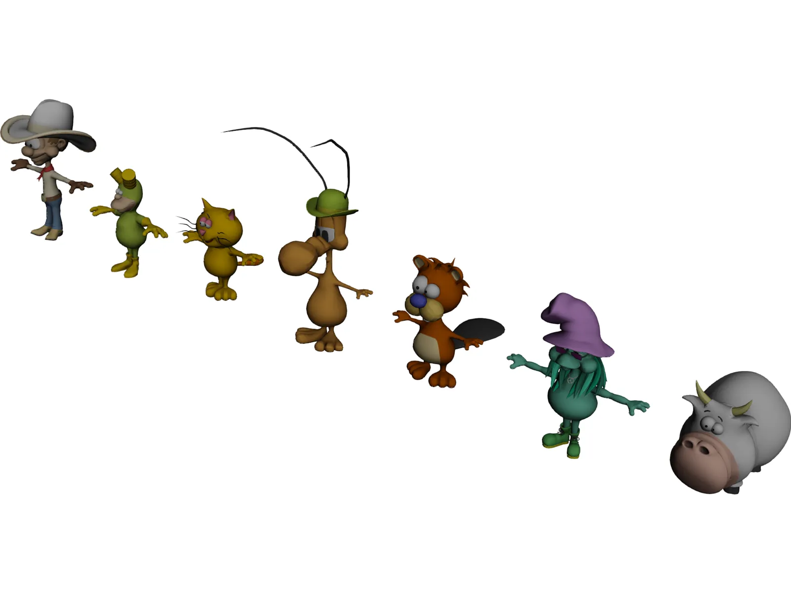 Cartoon Characters Collection 3D Model main preview