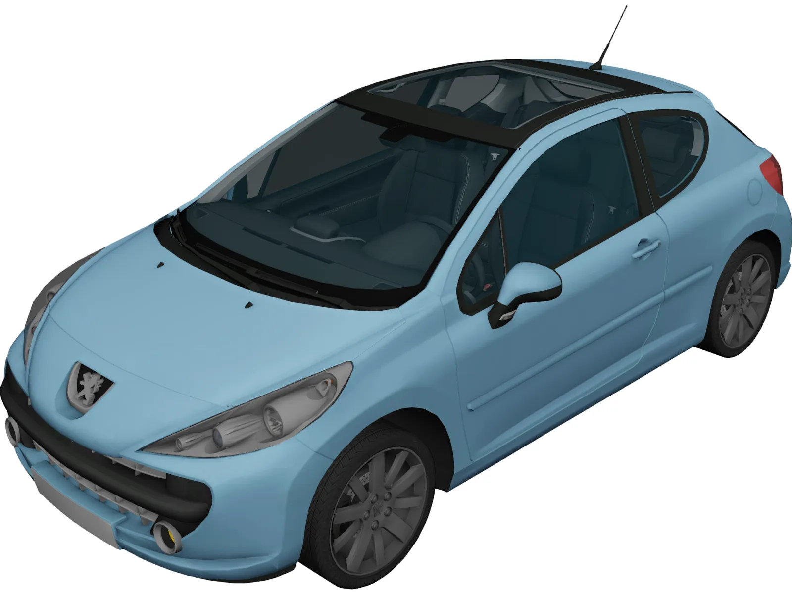Peugeot 207 3-Door (2006) 3D Model main preview