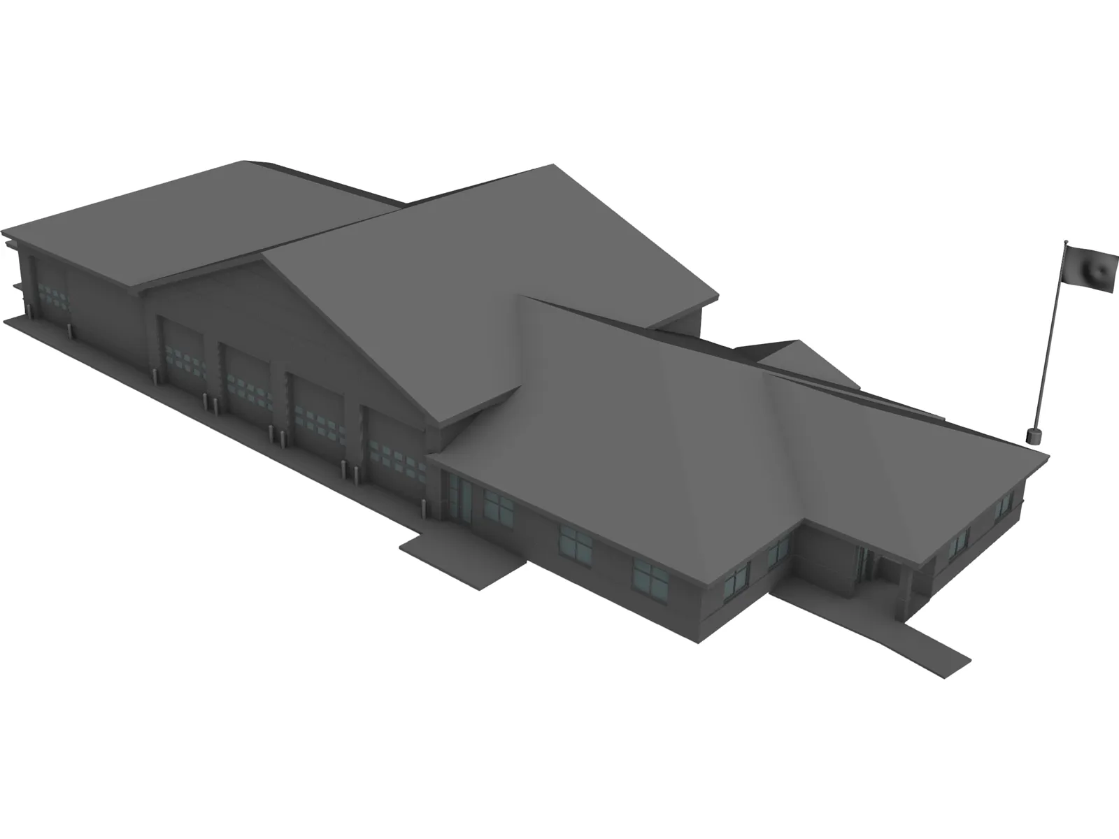 Fire Station 3D Model main preview