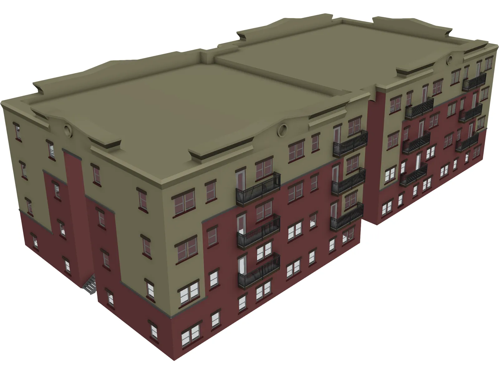 Block House 3D Model main preview