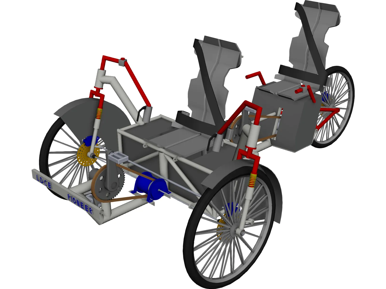 Human Power Hybrid Vehicle 3D Model main preview