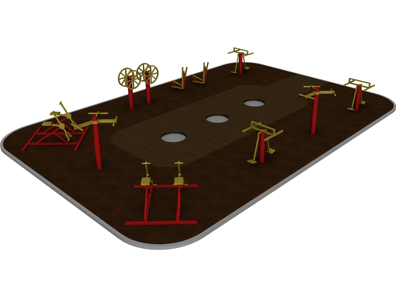 Outdoor Gym Equipment 3D Model main preview