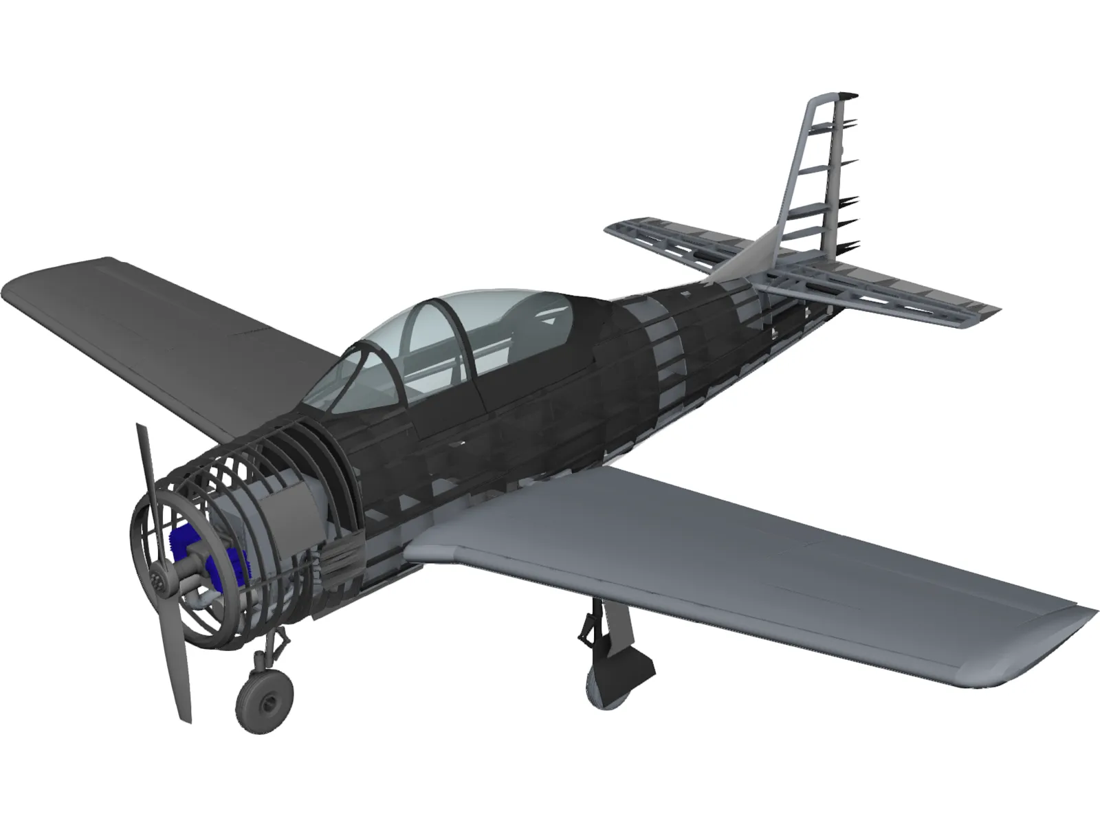 North American T-28 Trojan RC Airplane 3D Model main preview