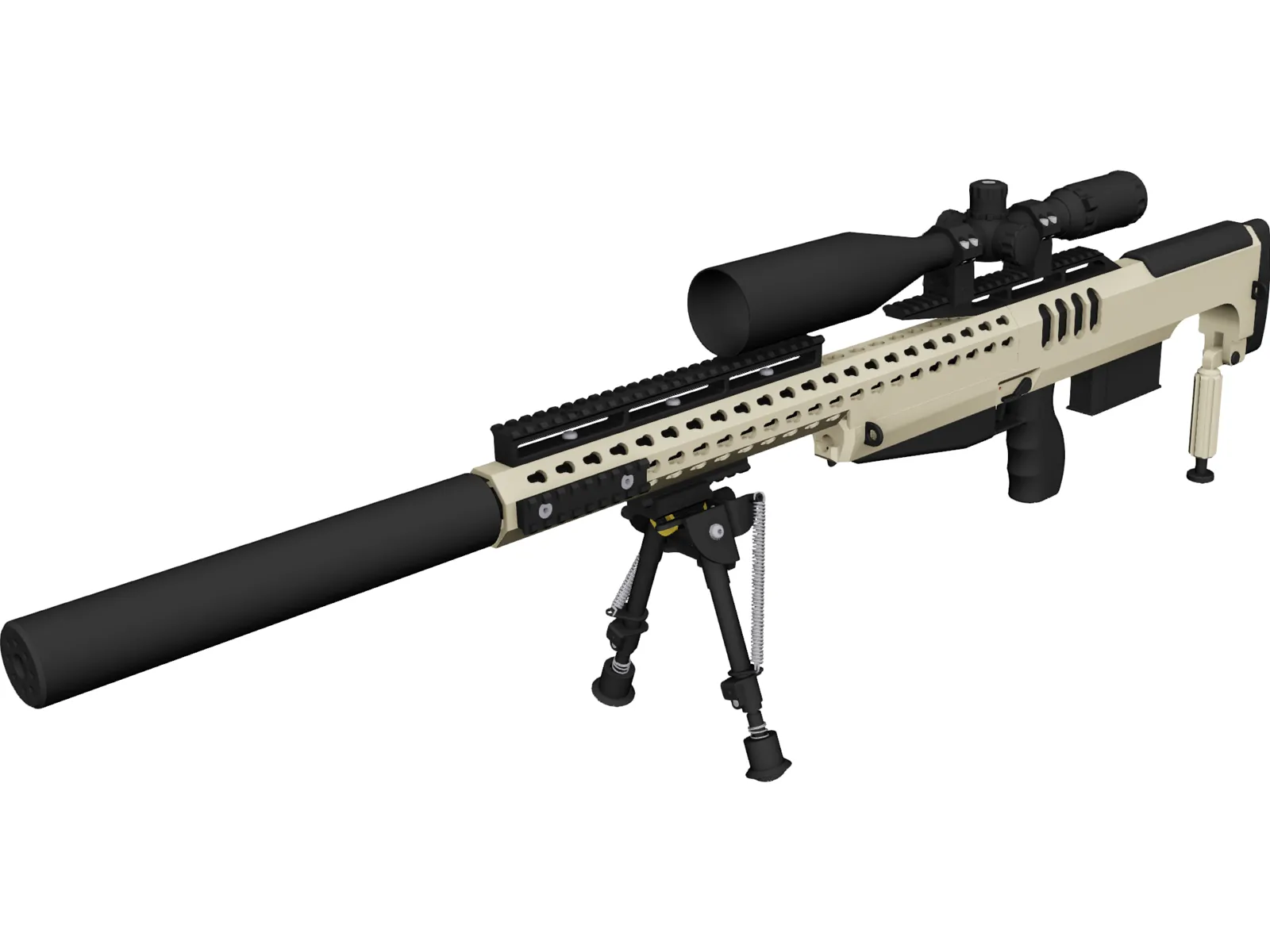 .338 Lapua Magnum Bullpup SD 3D Model main preview
