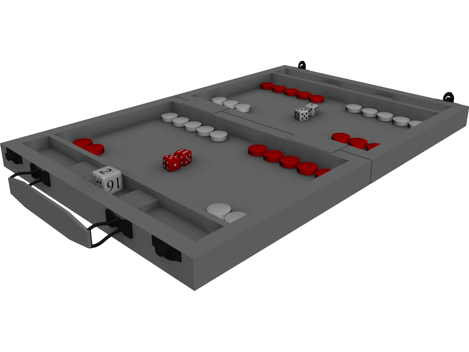 Backgammon Board 3D Model main preview