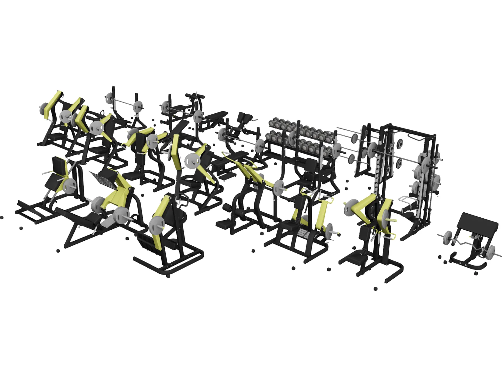 Gym Set Strenght 3D Model main preview