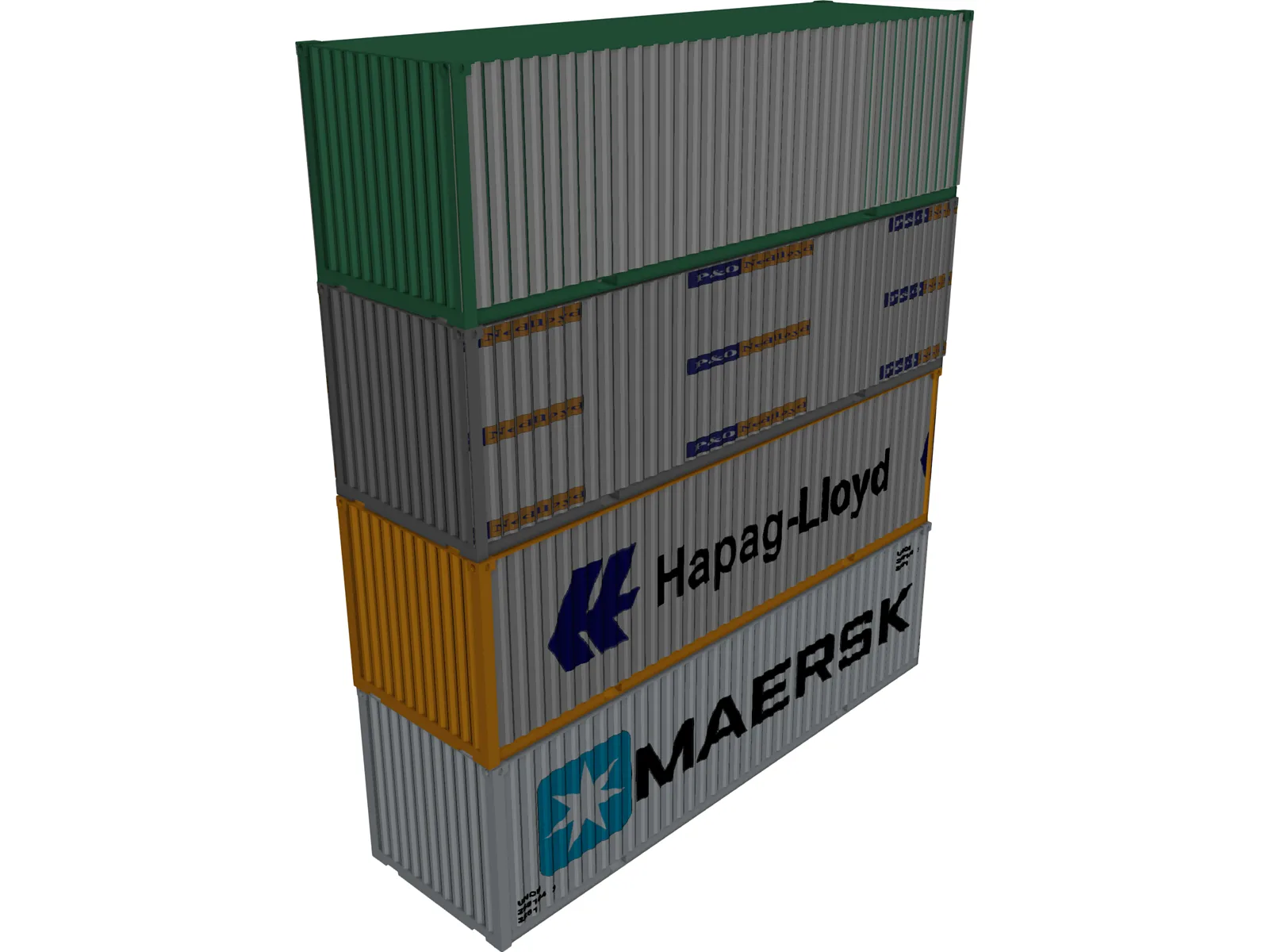 Shipping Containers 3D Model main preview