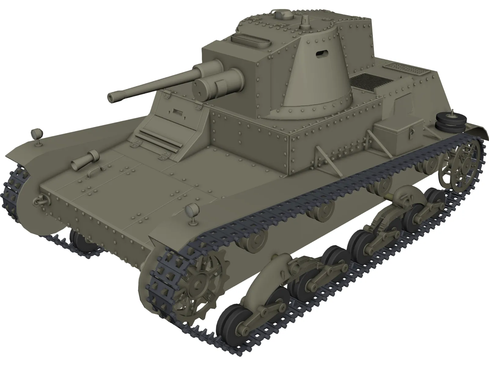 7TP Polish Light Tank 3D Model main preview