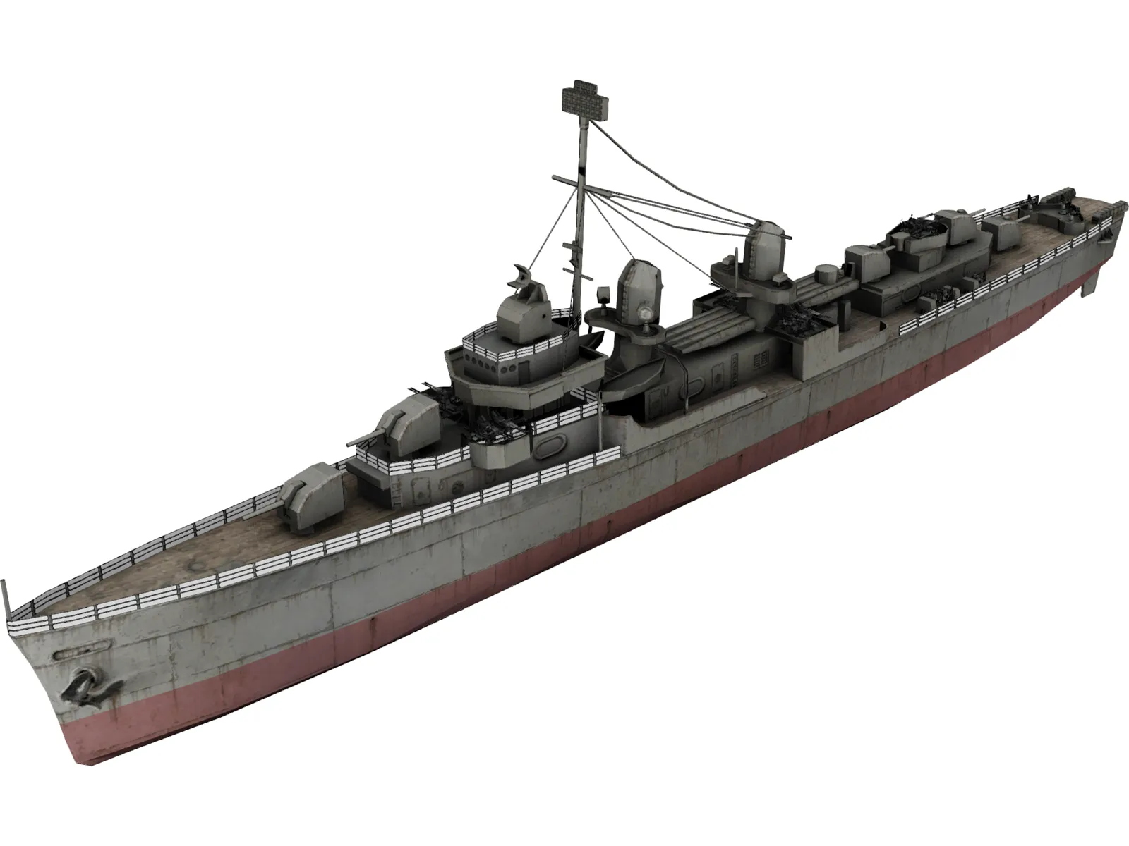 Fletcher Class Destroyer 3D Model main preview