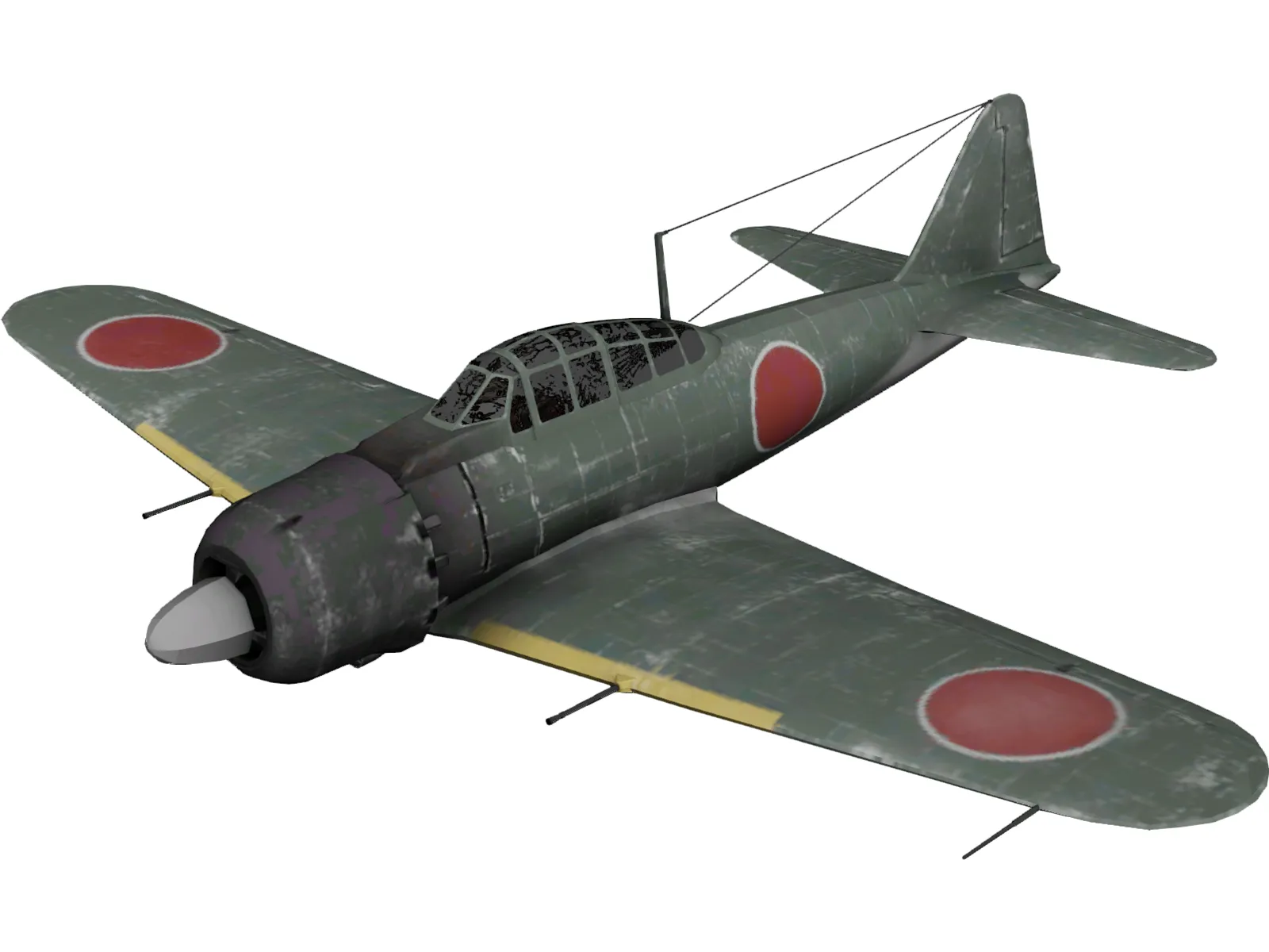 A6M Zero Ground Camo 3D Model main preview