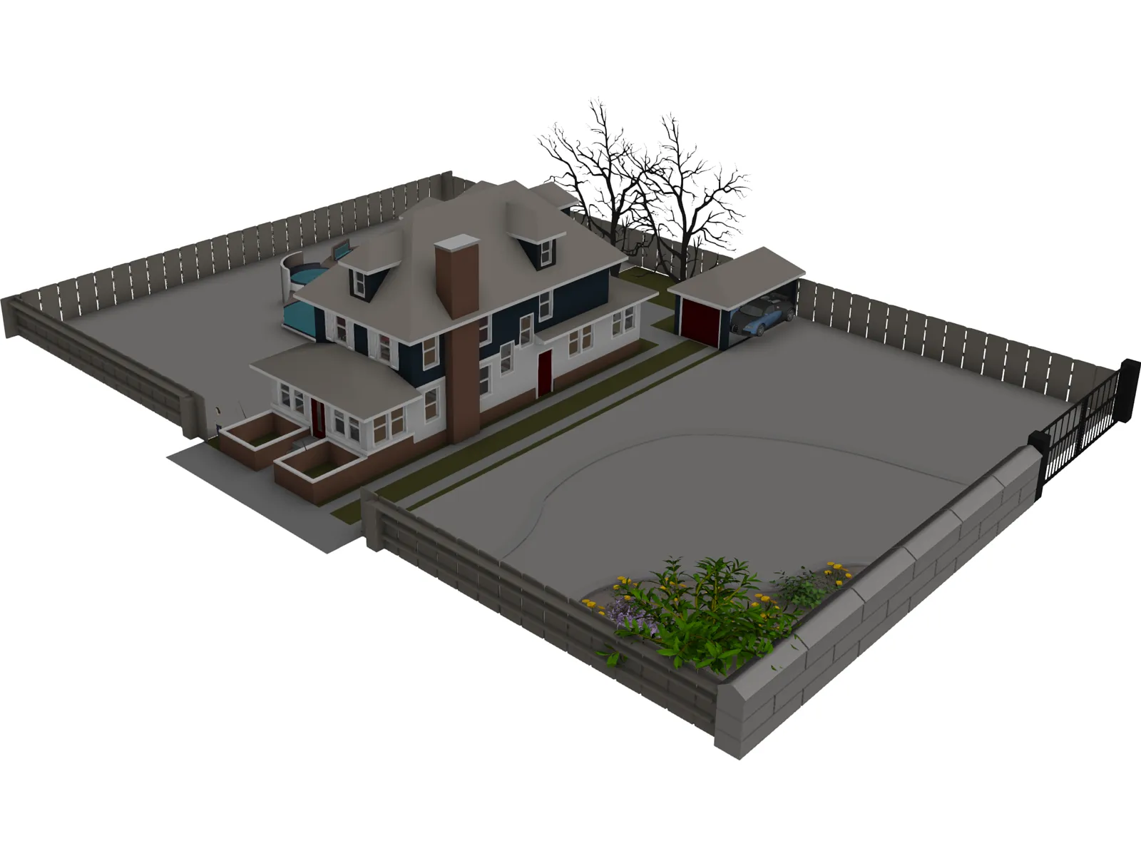 Two-Bedroom House 3D Model main preview