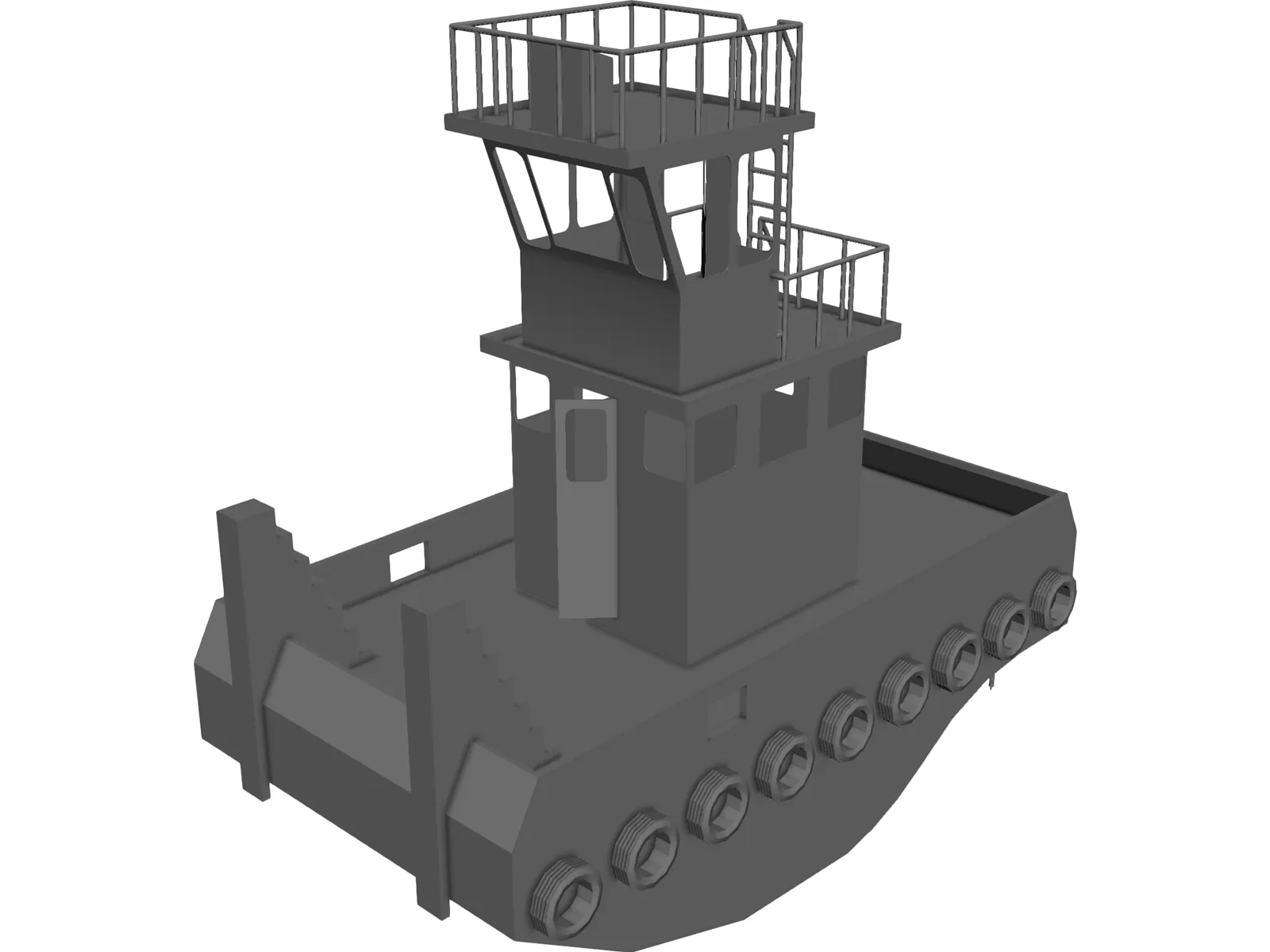 Tug Boat Small Inland 3D Model main preview