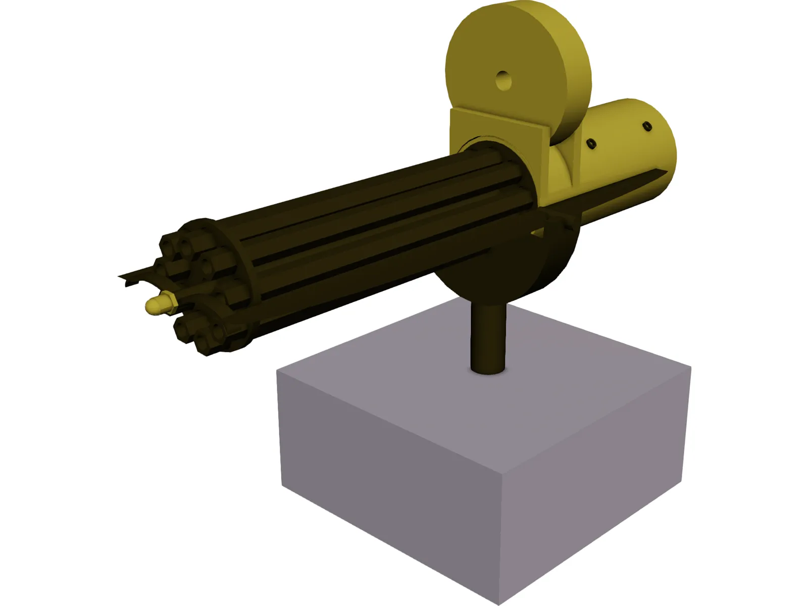 Gatling Gun Hand-Crank 3D Model main preview