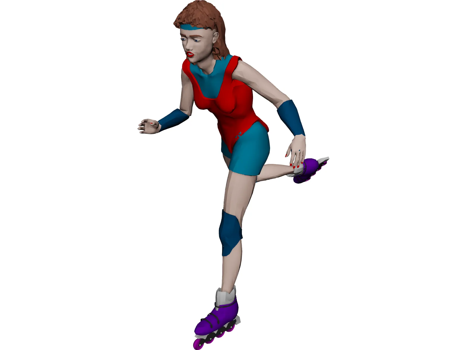 Woman with Scates 3D Model main preview