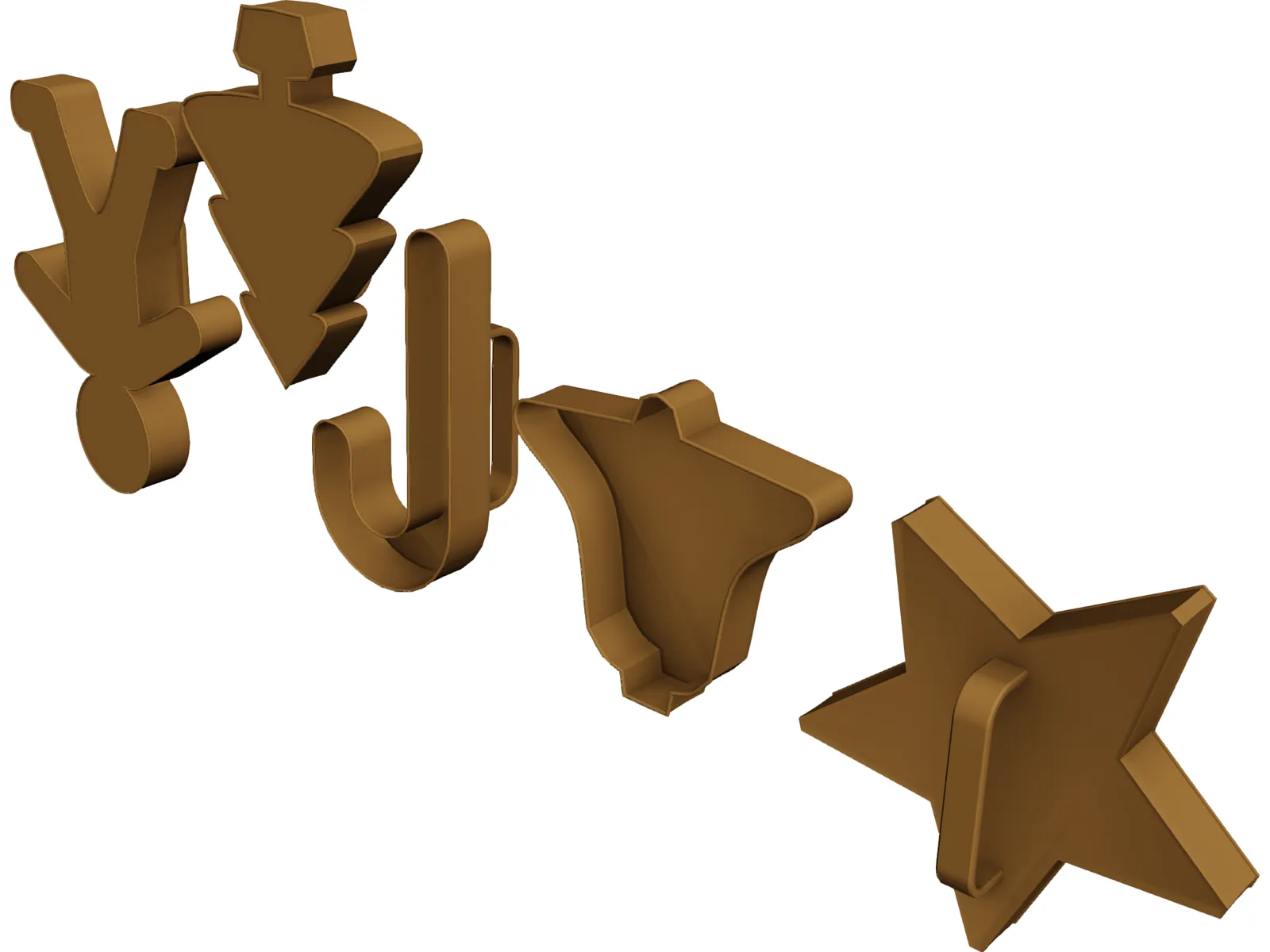 Xmas Cookie Cutters 3D Model main preview