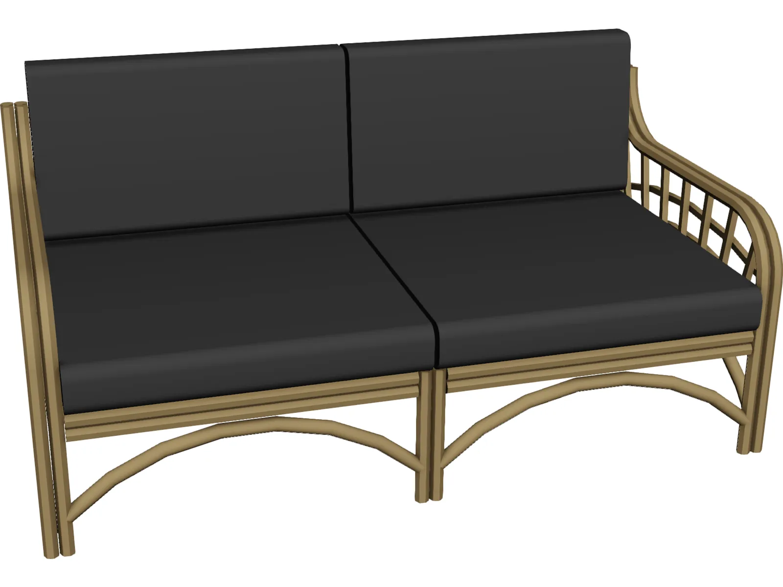 Sofa Bambu and Rattan 3D Model main preview