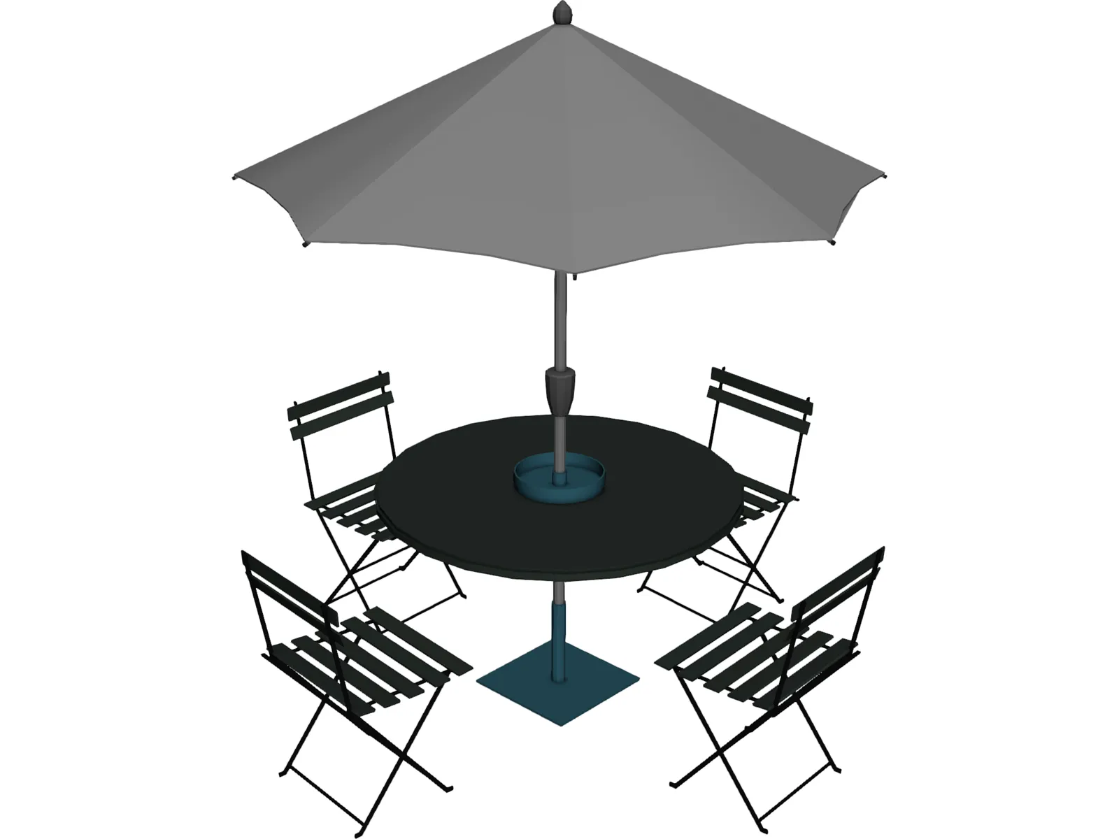 Table And Chairs With Beach Umbrella 3D Model main preview
