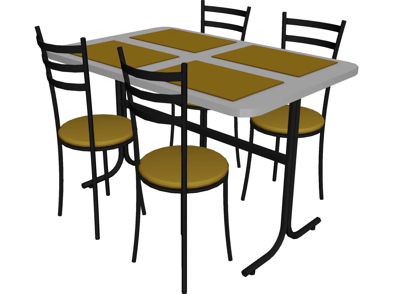 Table And Chairs Snack Bar 3D Model main preview