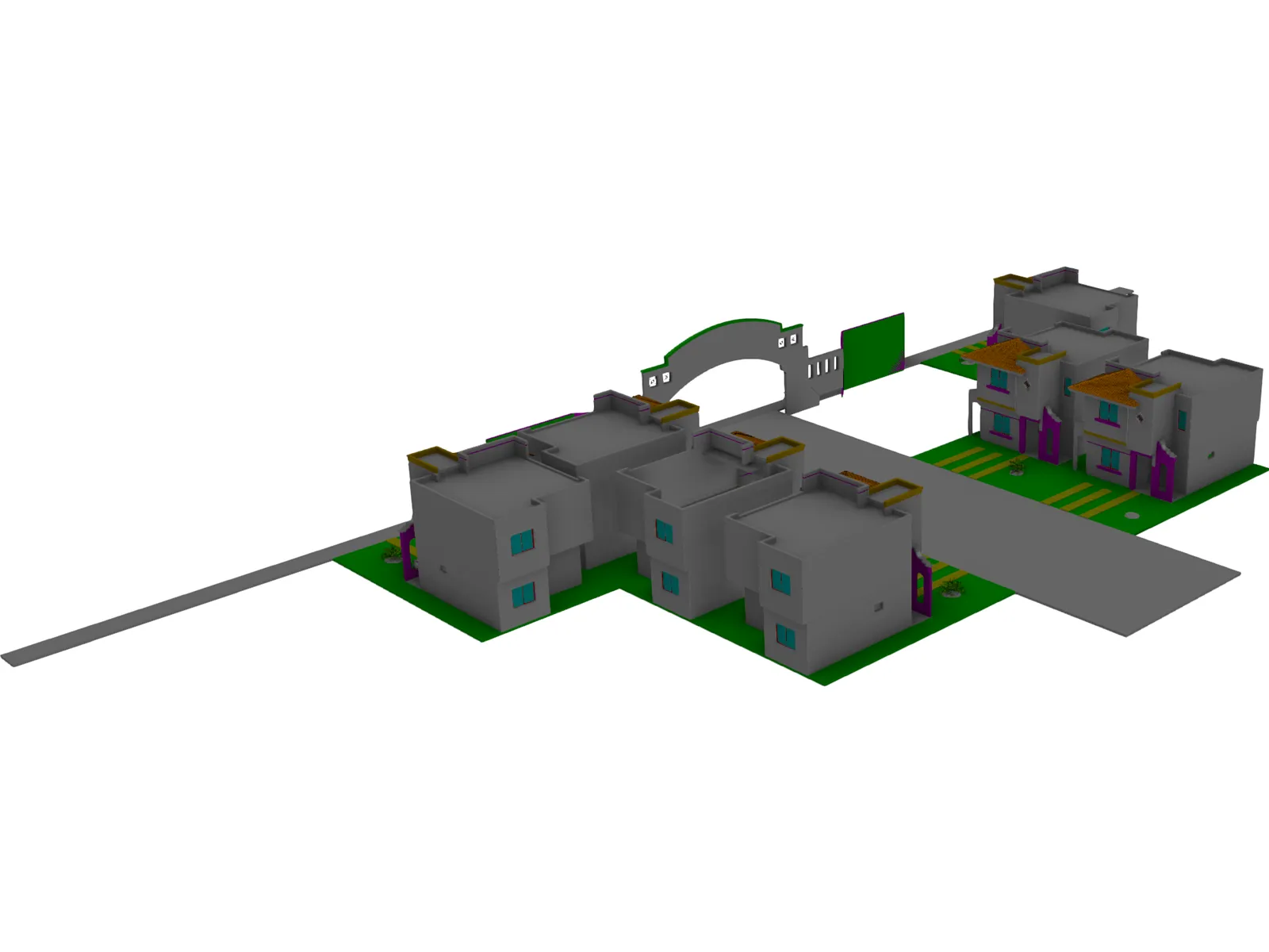 Mexican Neighborhood 3D Model main preview