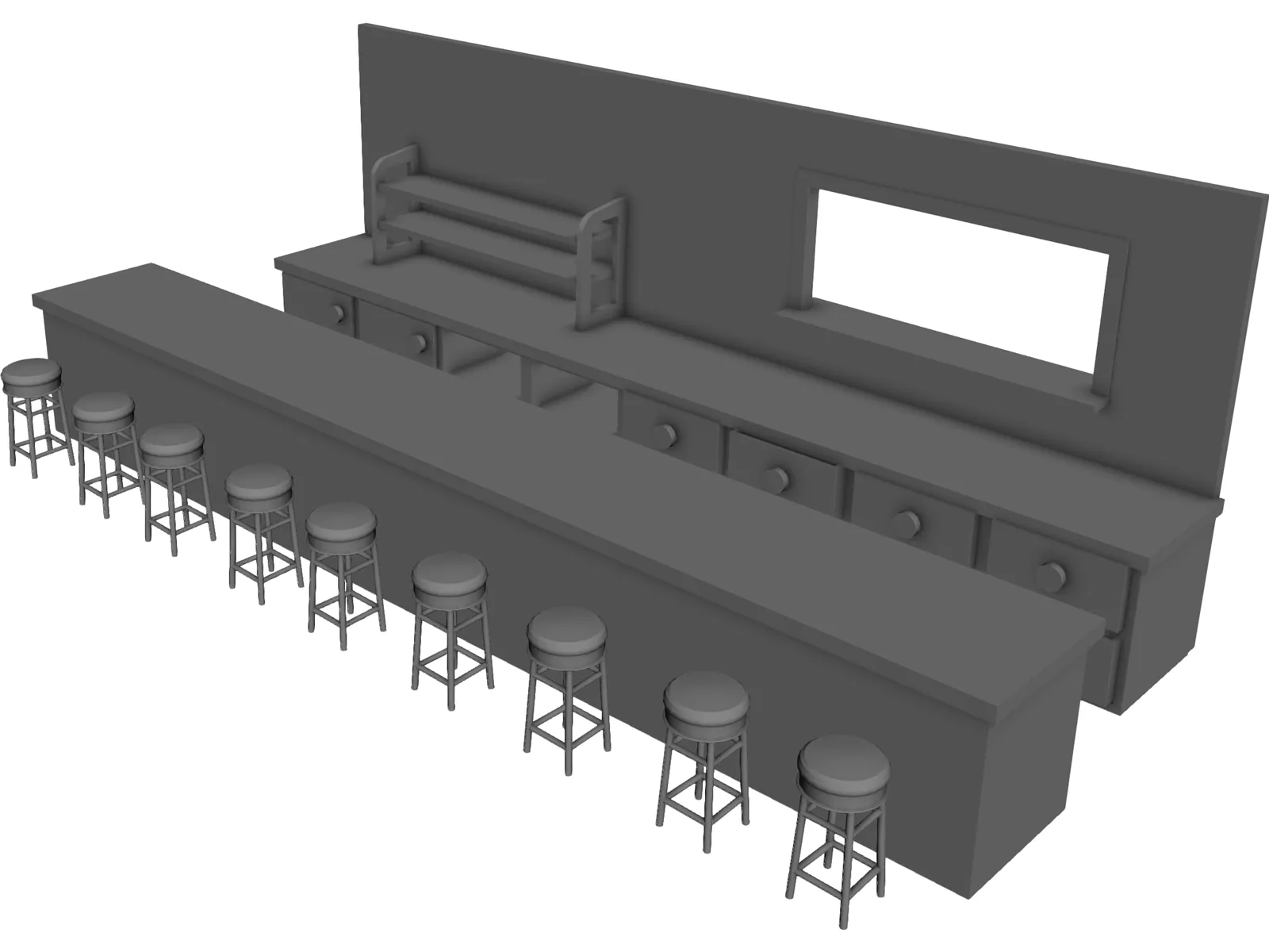 Diner Counter 3D Model main preview