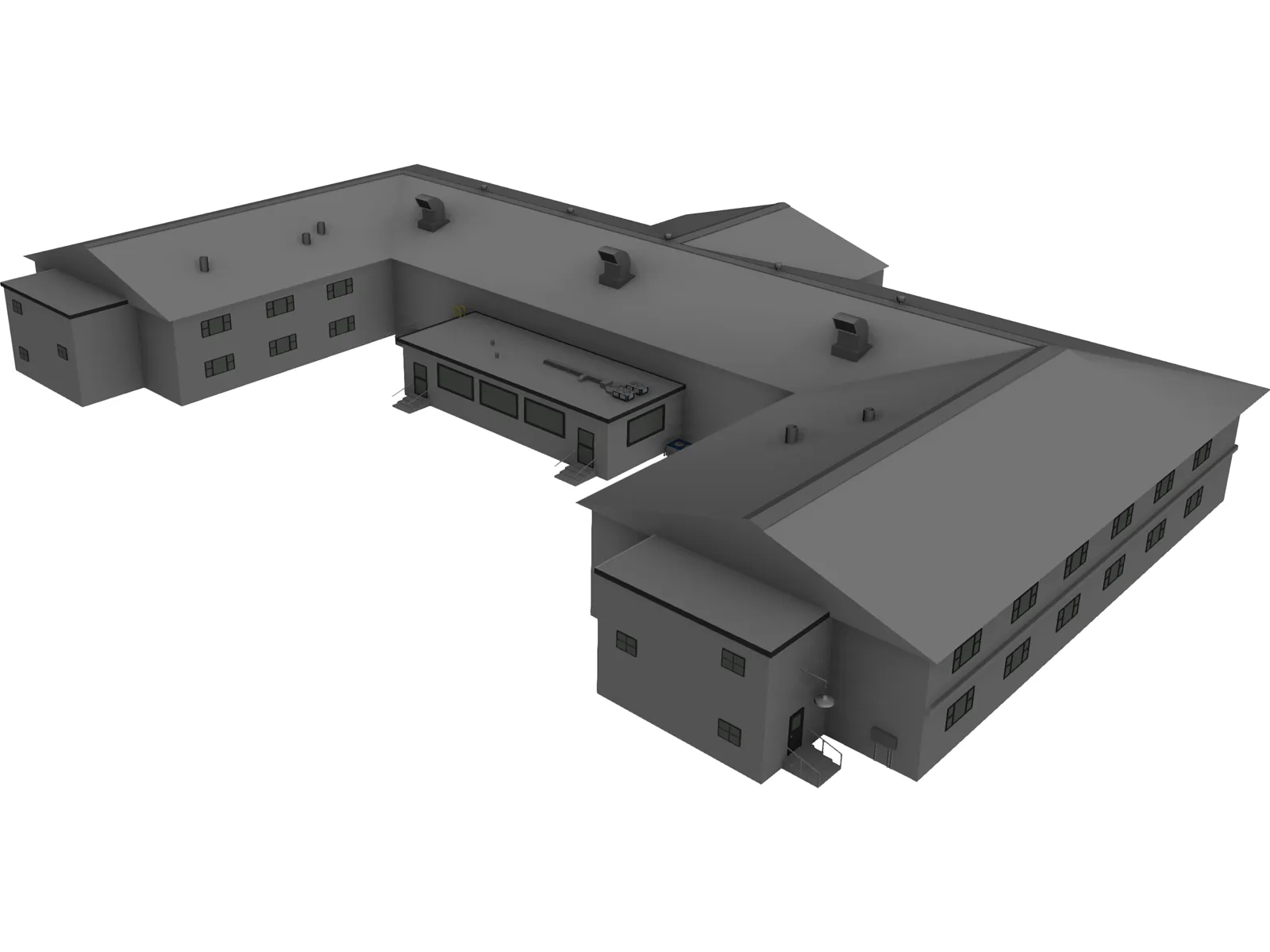 Army Barracks 3D Model main preview