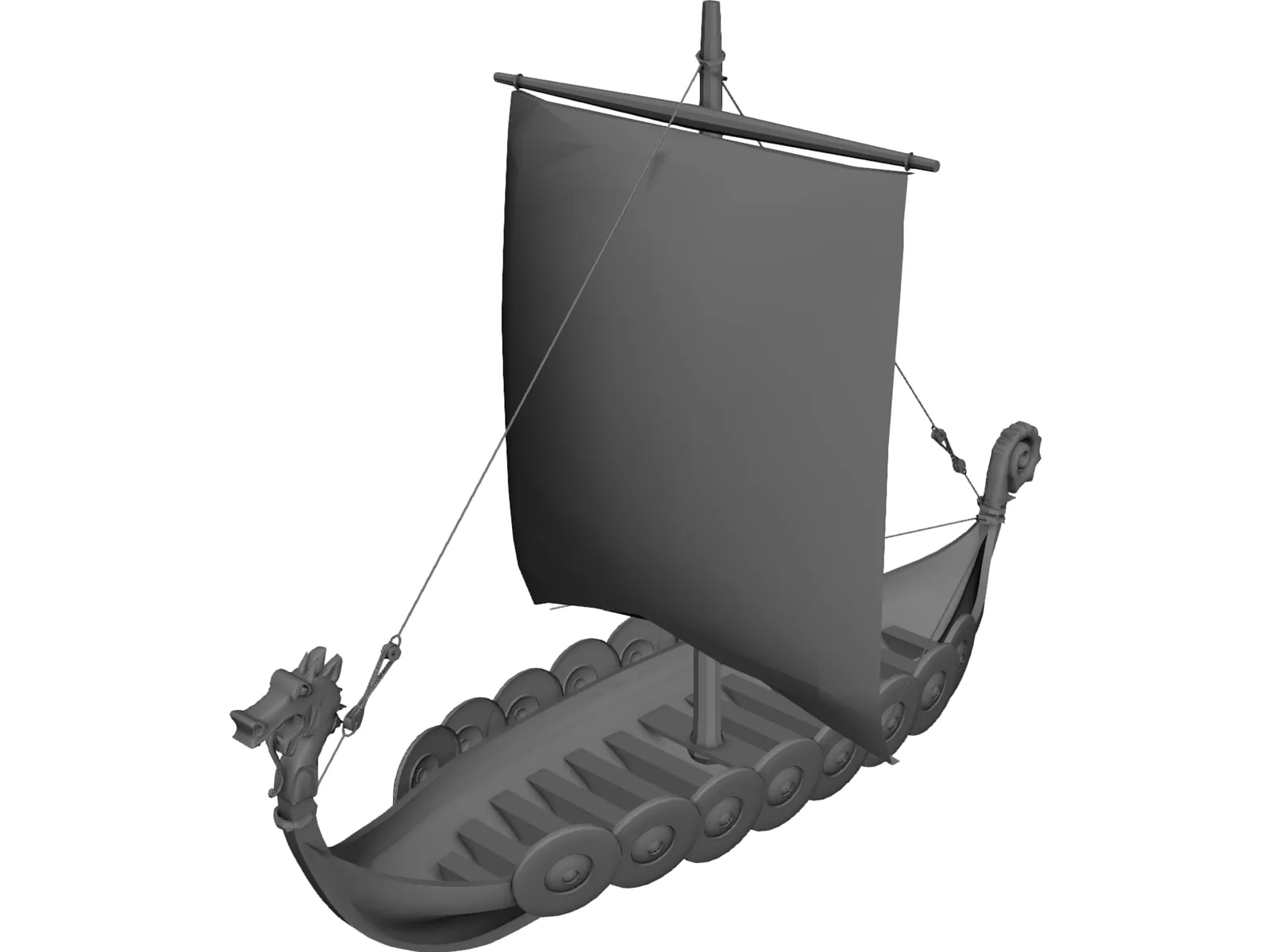 Dragon Longboat 3D Model main preview