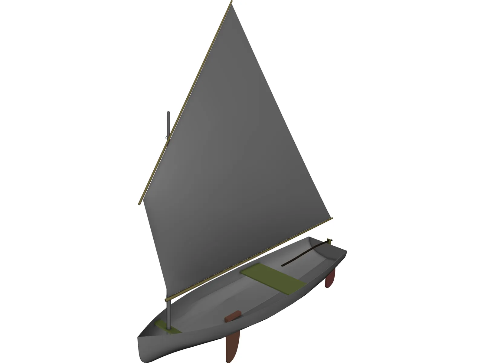 Dingy Sail Boat 3D Model main preview
