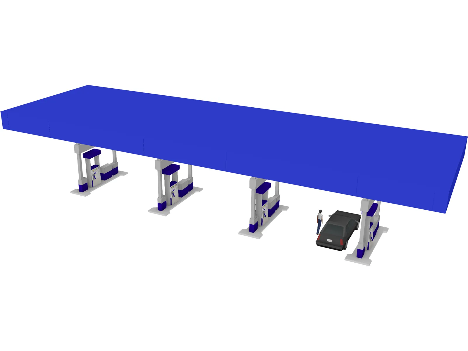 Gas Pumps and Canopy 3D Model main preview