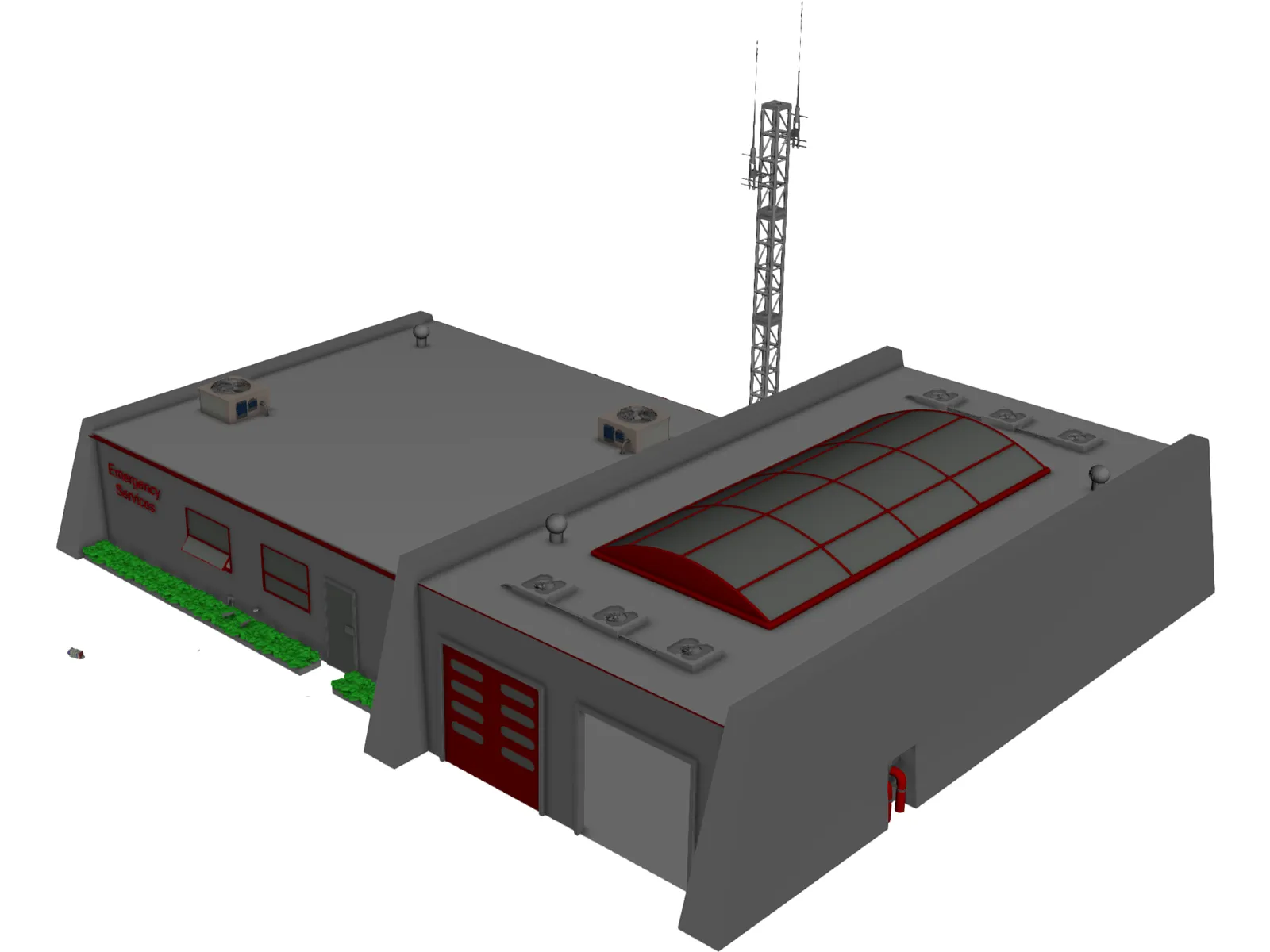 Fire Station 3D Model main preview