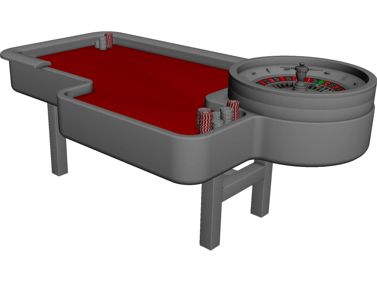 Gambling Roulette Table 3D Model main preview