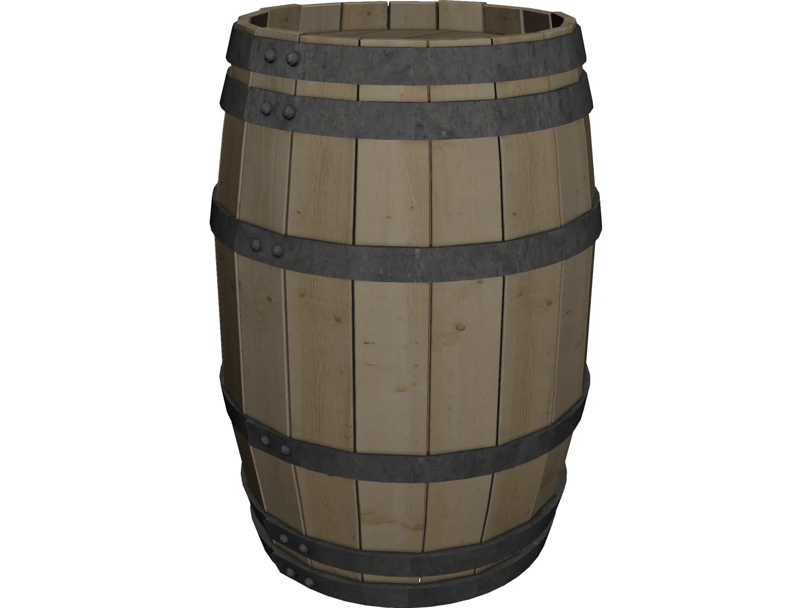 Wooden Barrel 3D Model main preview