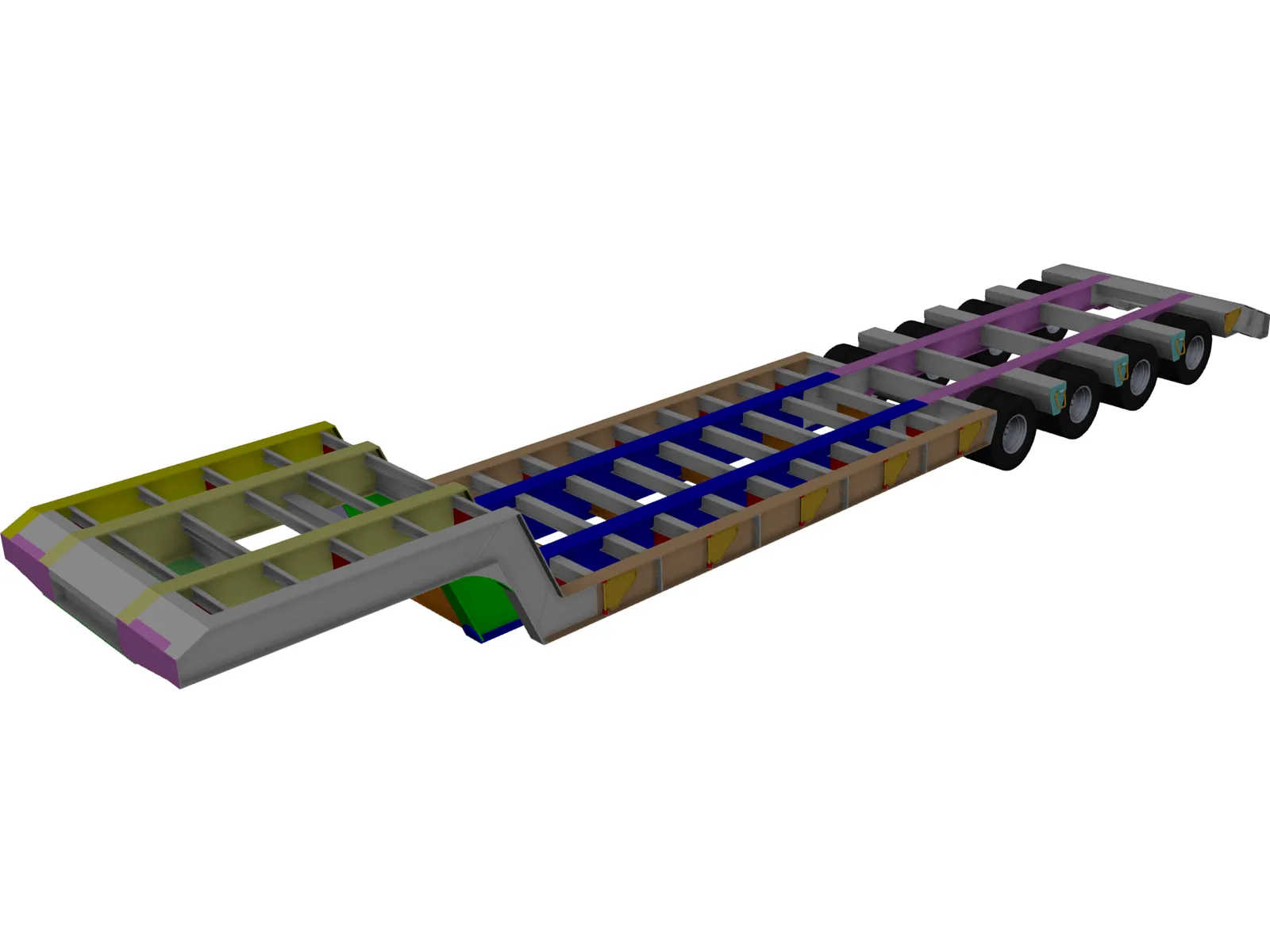 Trailer Lowboy 3D Model main preview